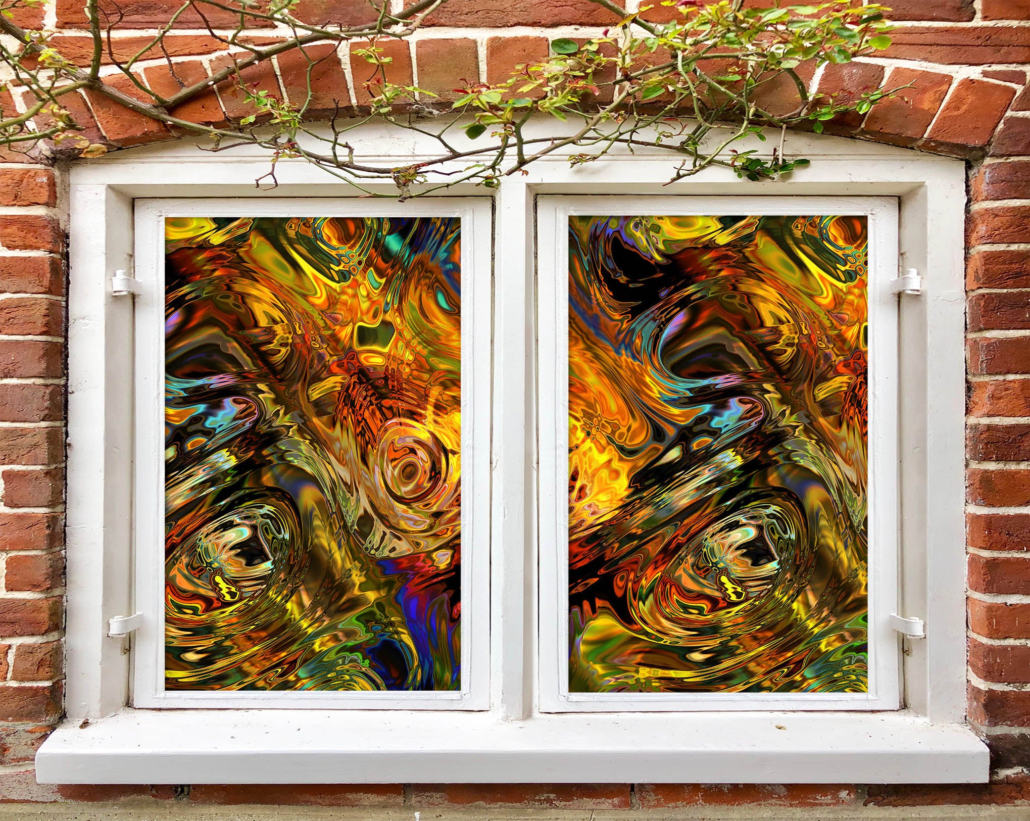 3D Color Water 010 Window Film Print Sticker Cling Stained Glass UV Block