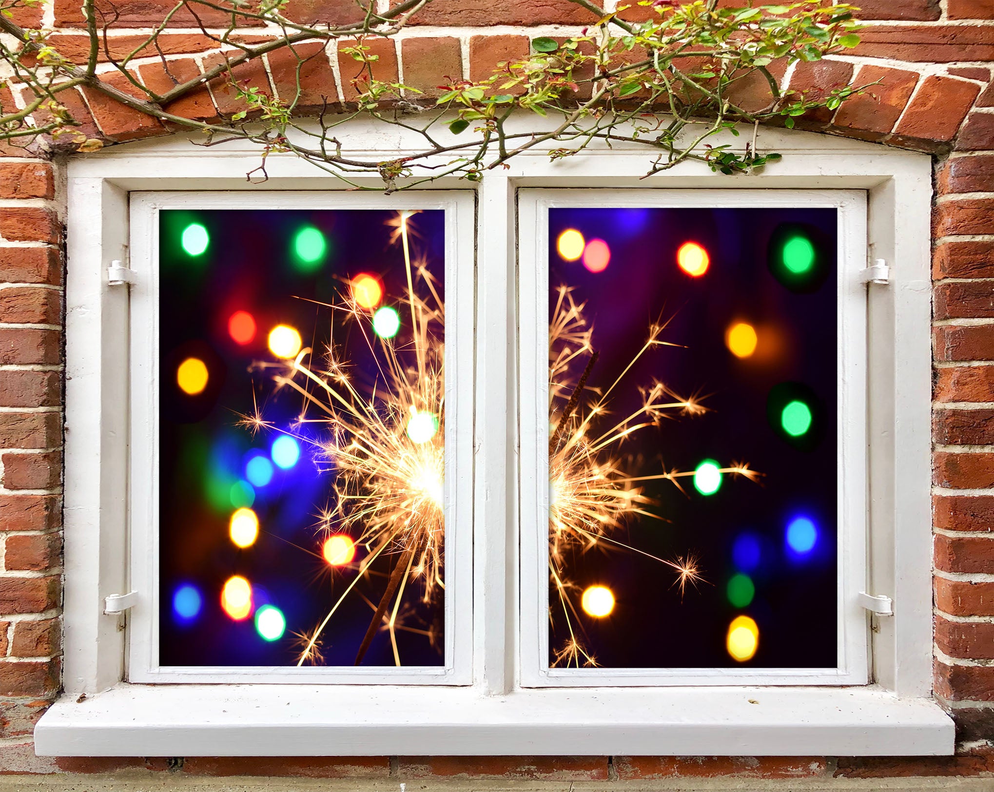 3D Fireworks Light 452 Window Film Print Sticker Cling Stained Glass UV Block