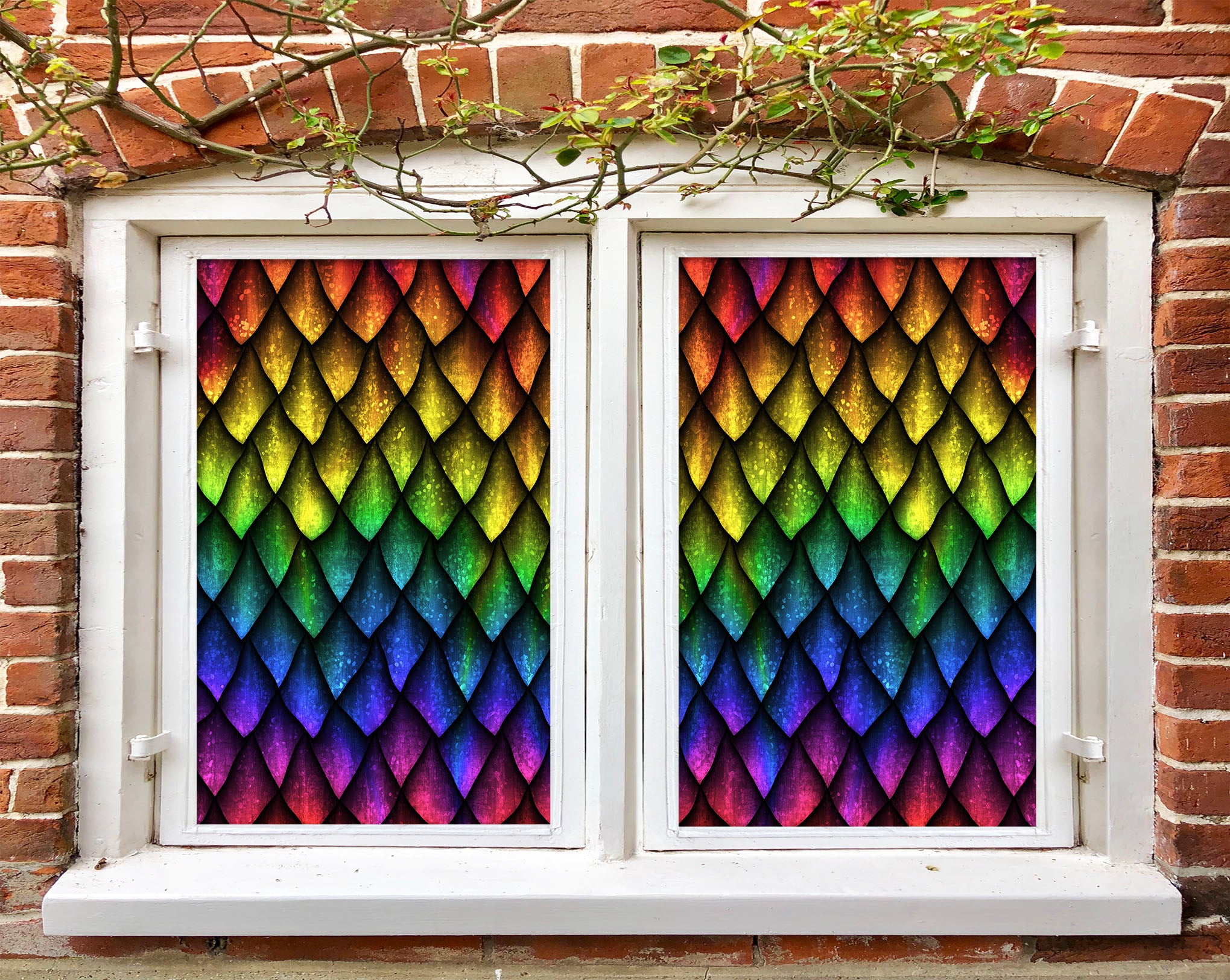3D Colored Leaf Shape 215 Window Film Print Sticker Cling Stained Glass UV Block