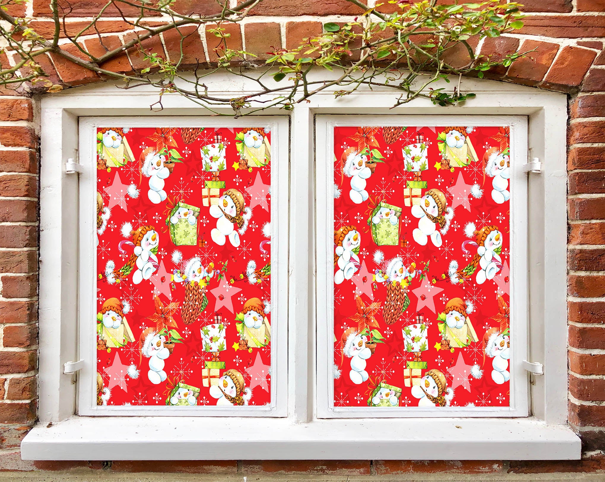 3D Snowman Pattern 30030 Christmas Window Film Print Sticker Cling Stained Glass Xmas