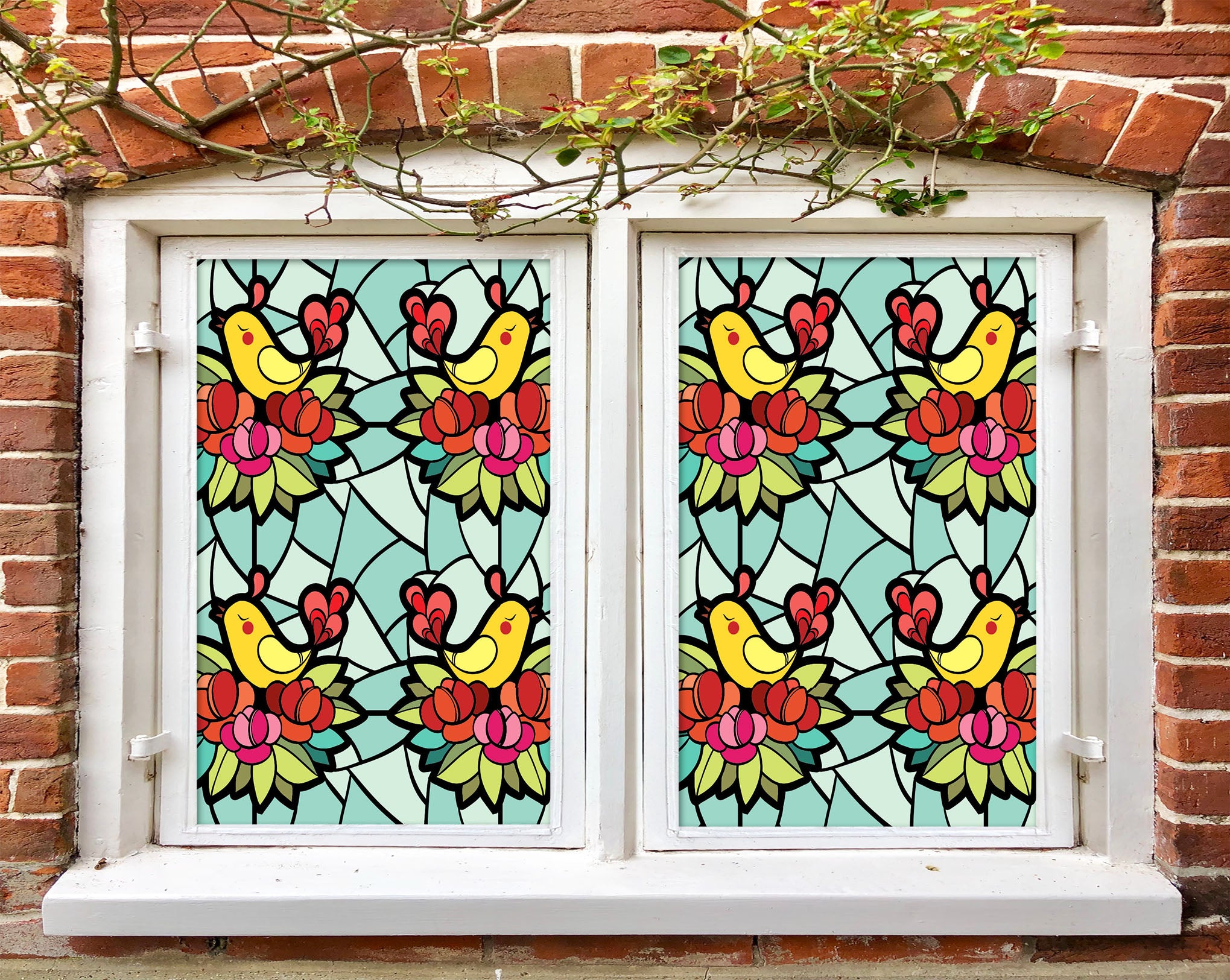 3D Flower Pattern Bird 269 Window Film Print Sticker Cling Stained Glass UV Block