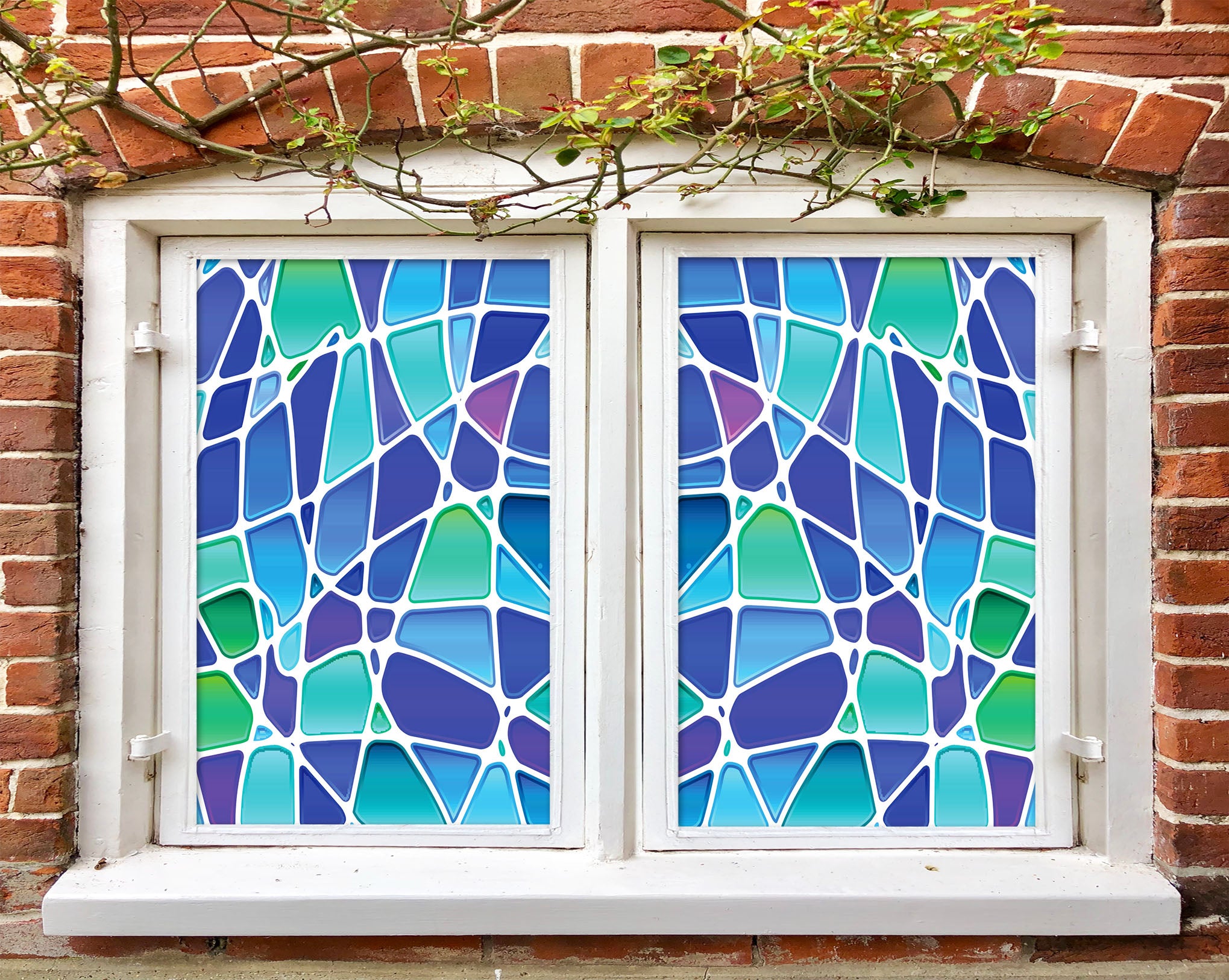 3D Blue Debris 319 Window Film Print Sticker Cling Stained Glass UV Block