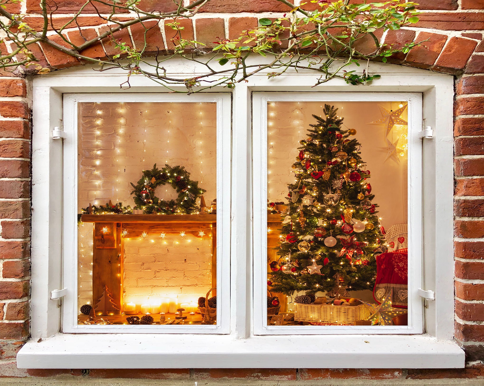 3D Christmas Tree 30075 Christmas Window Film Print Sticker Cling Stained Glass Xmas