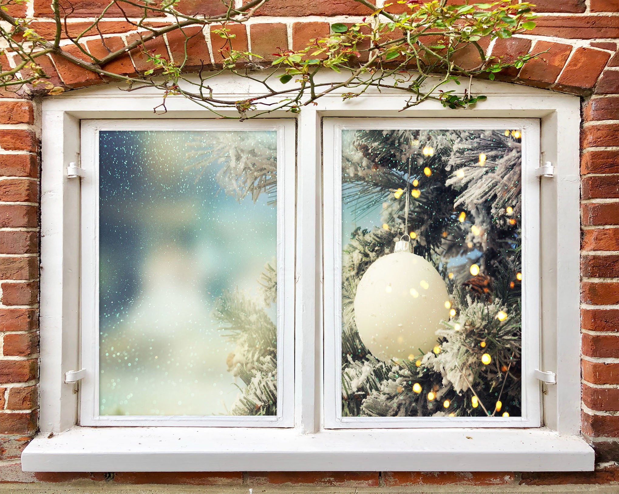 3D White Ball 30031 Christmas Window Film Print Sticker Cling Stained Glass Xmas