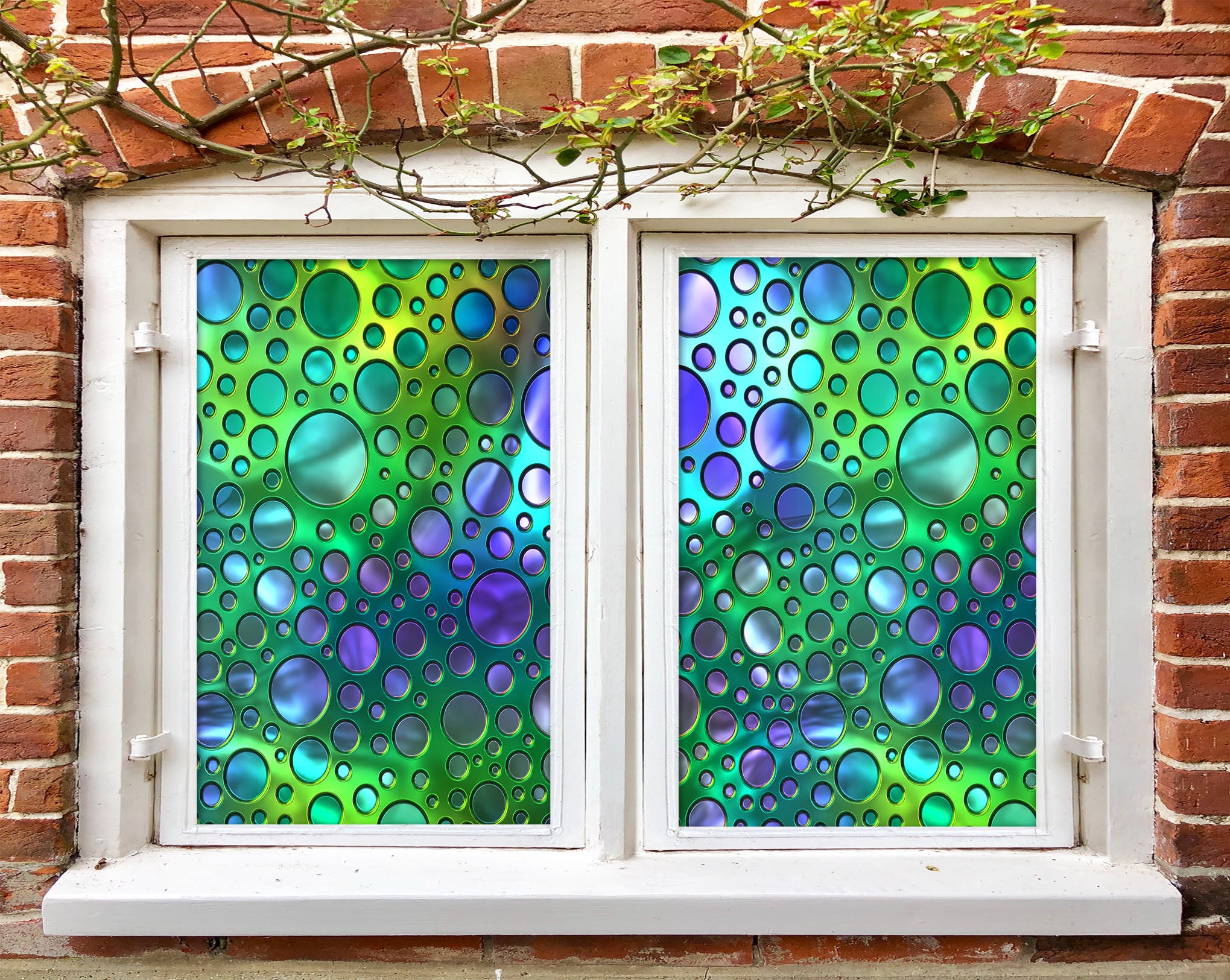 3D Colored Circle 430 Window Film Print Sticker Cling Stained Glass UV Block
