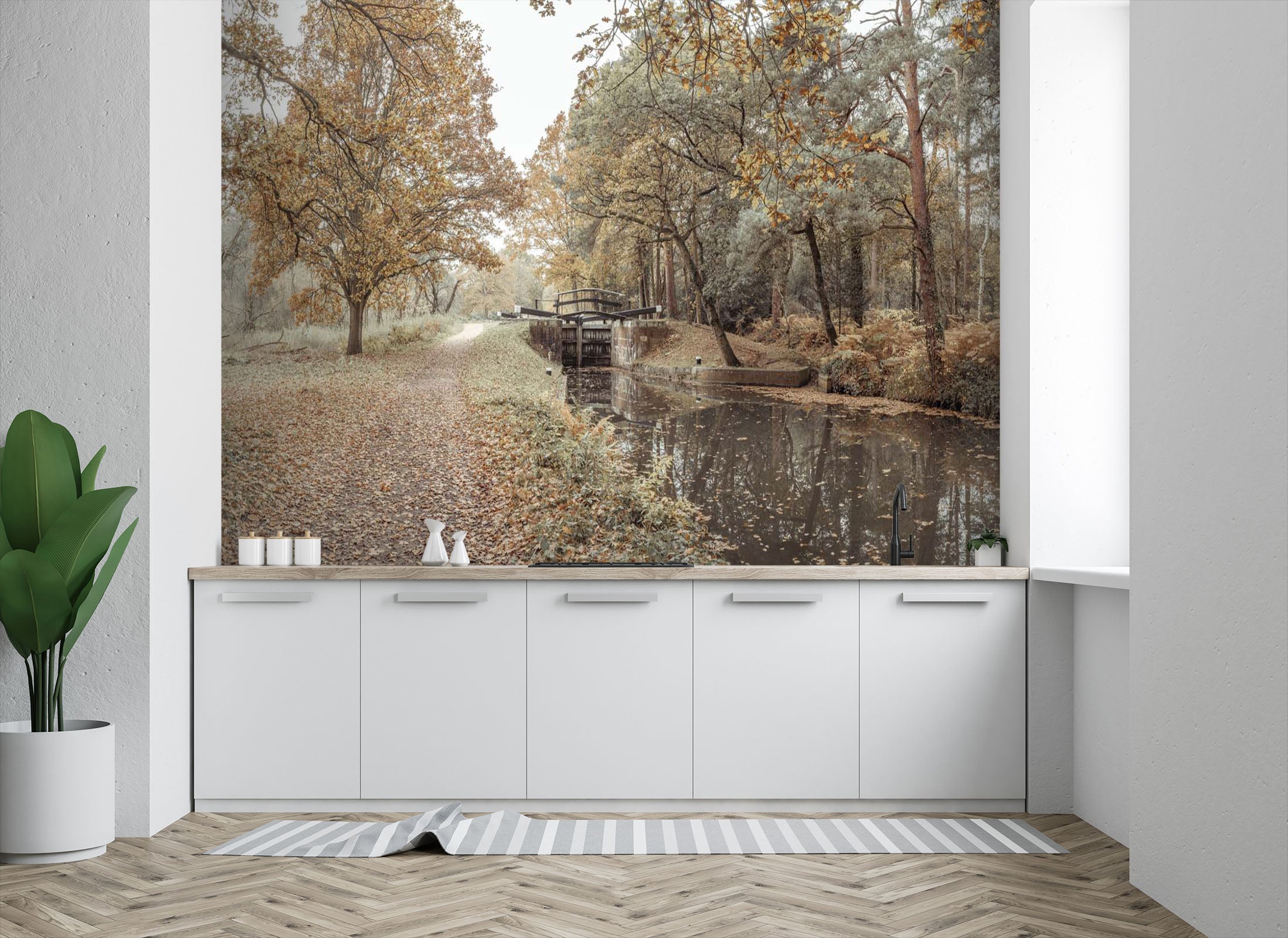 3D Leaf River Bridge 061 Assaf Frank Wall Mural Wall Murals