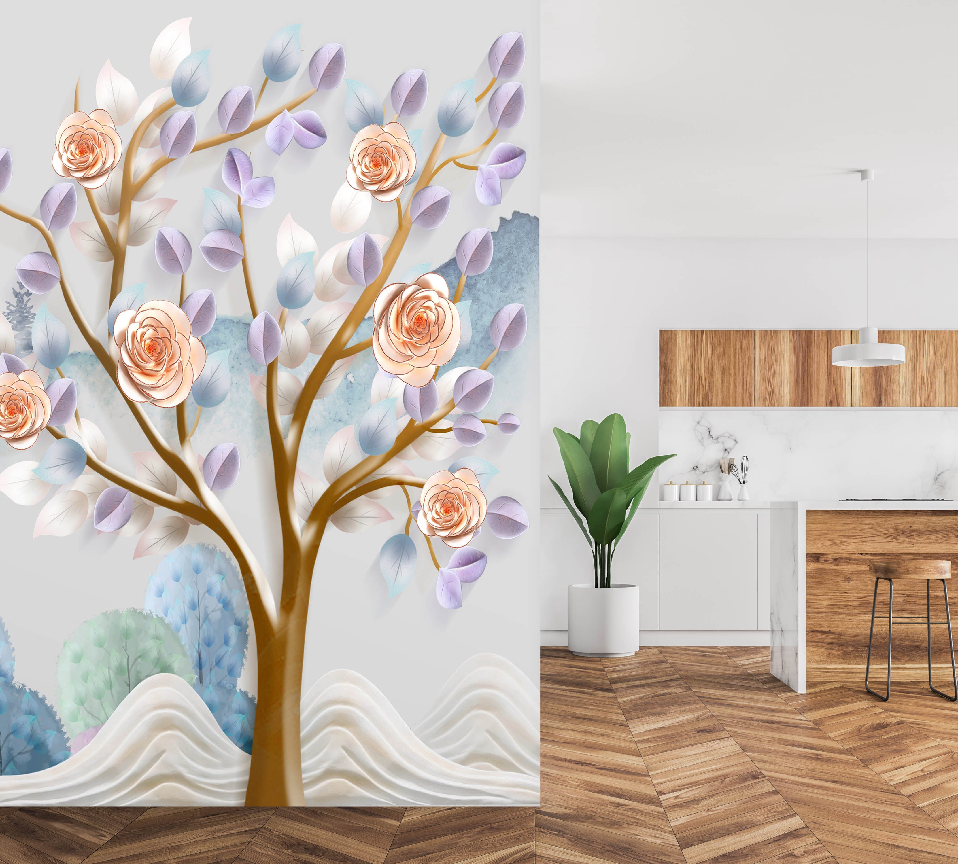 3D Pink Rose 1833 Wall Murals