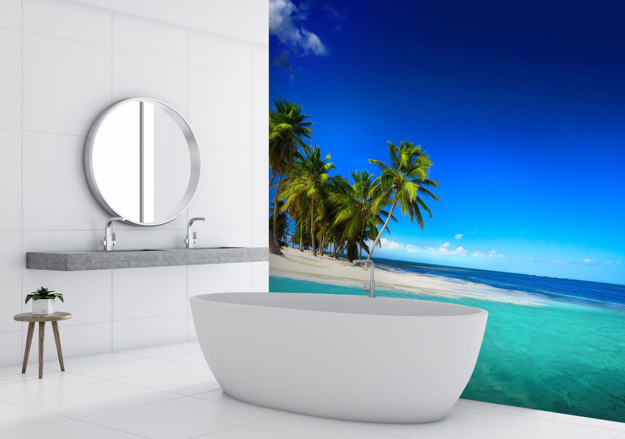 3D Sea Coconut Tree 088 Wall Murals