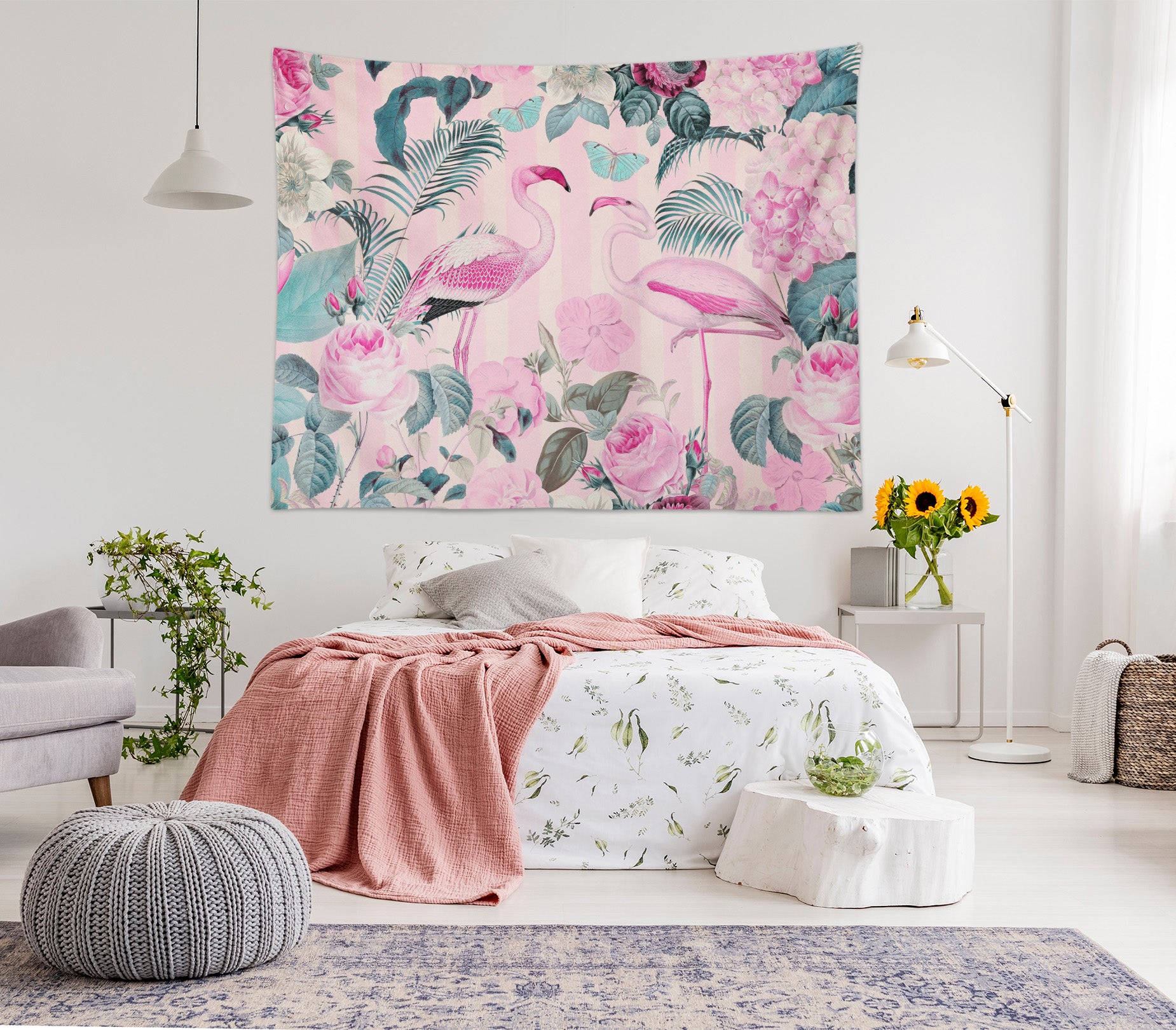 3D Flower Grove Flamingo 11845 Andrea haase Tapestry Hanging Cloth Hang