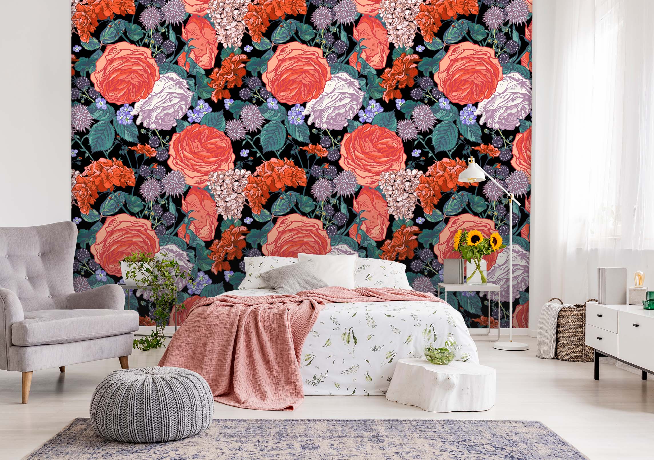 3D Graffiti Red Peony 53 Wall Murals