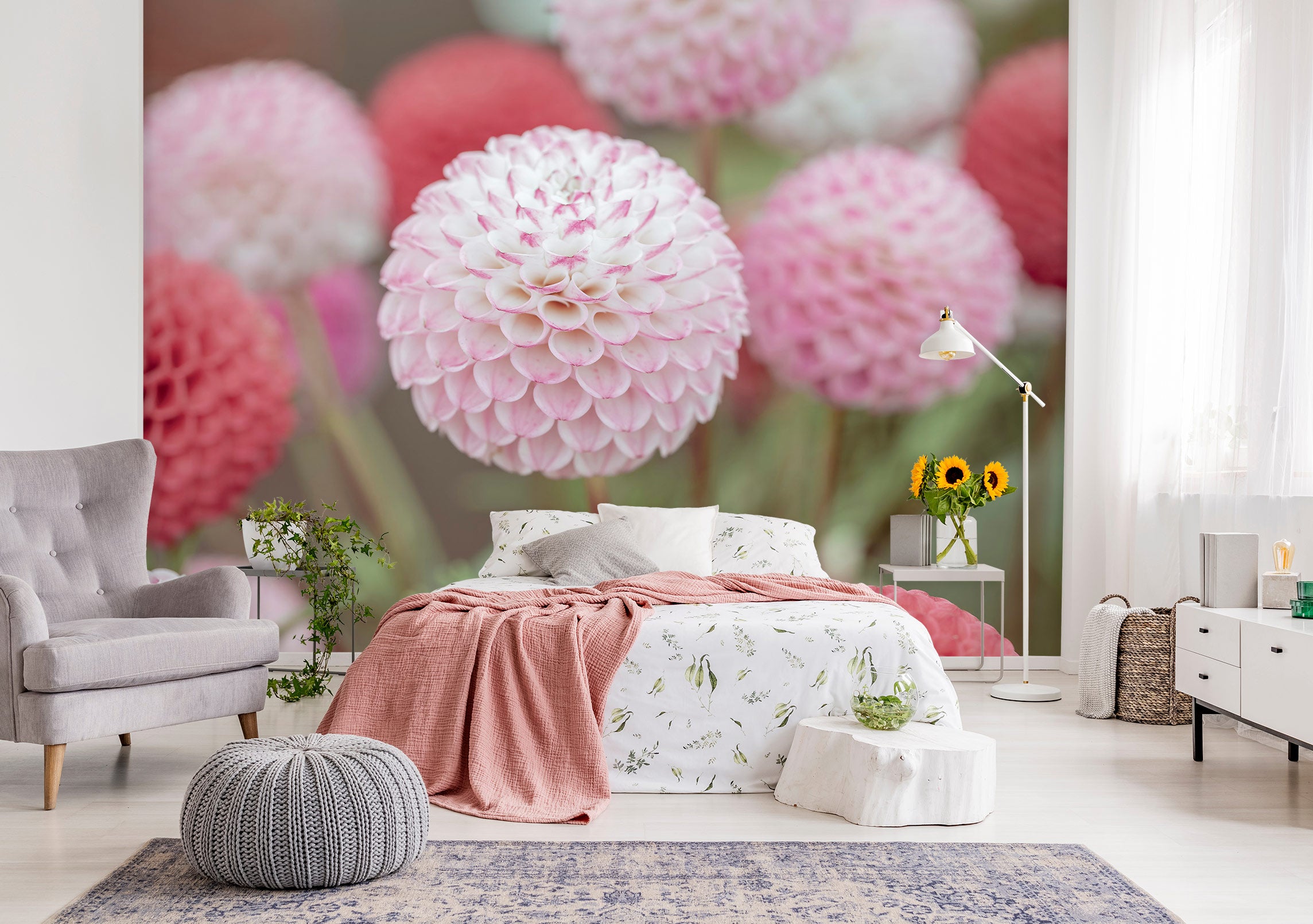 3D Pink Hydrangea 6211 Assaf Frank Wall Mural Wall Murals