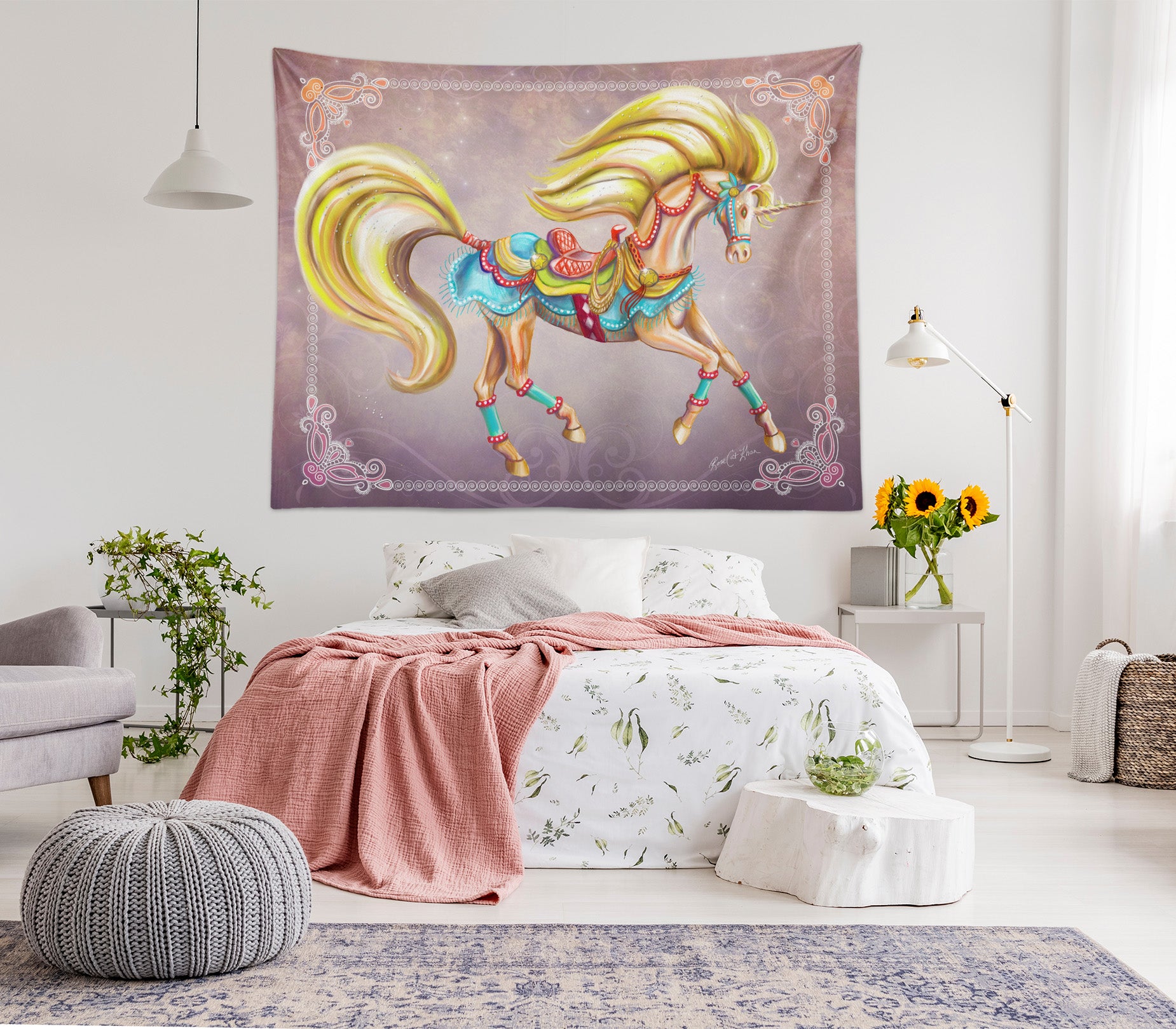 3D Unicorn Decoration 5211 Rose Catherine Khan Tapestry Hanging Cloth Hang