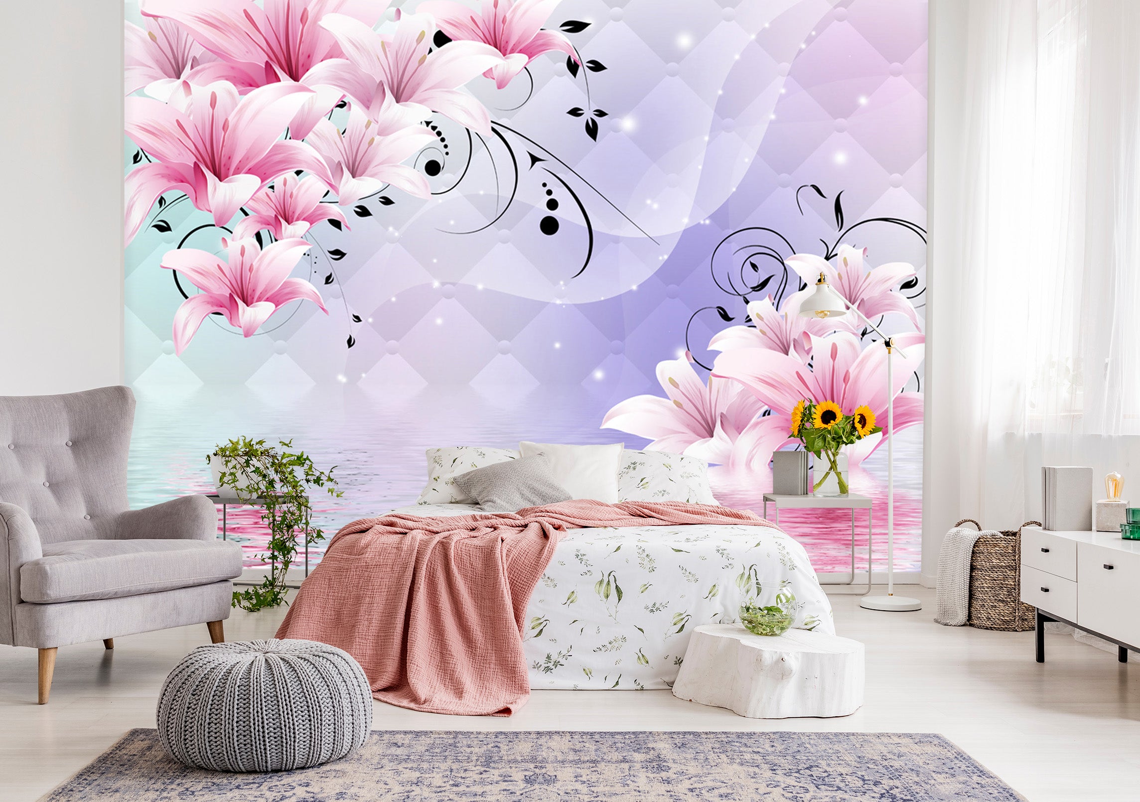 3D Pink Peach 1601 Wall Murals