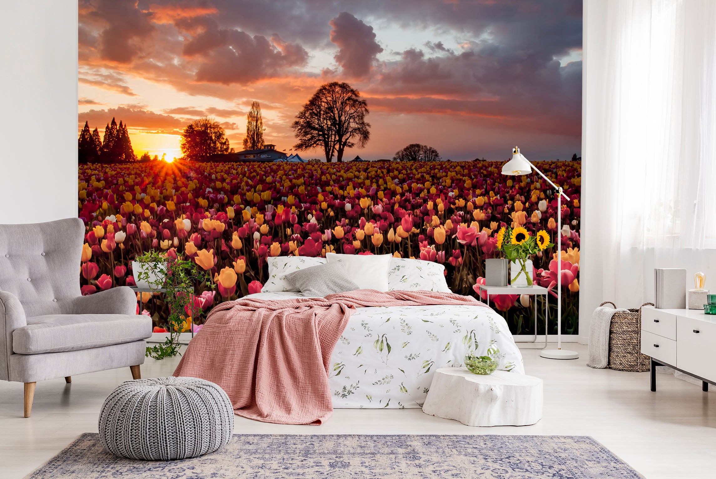 3D Flower Field Tulip 053 Wall Murals