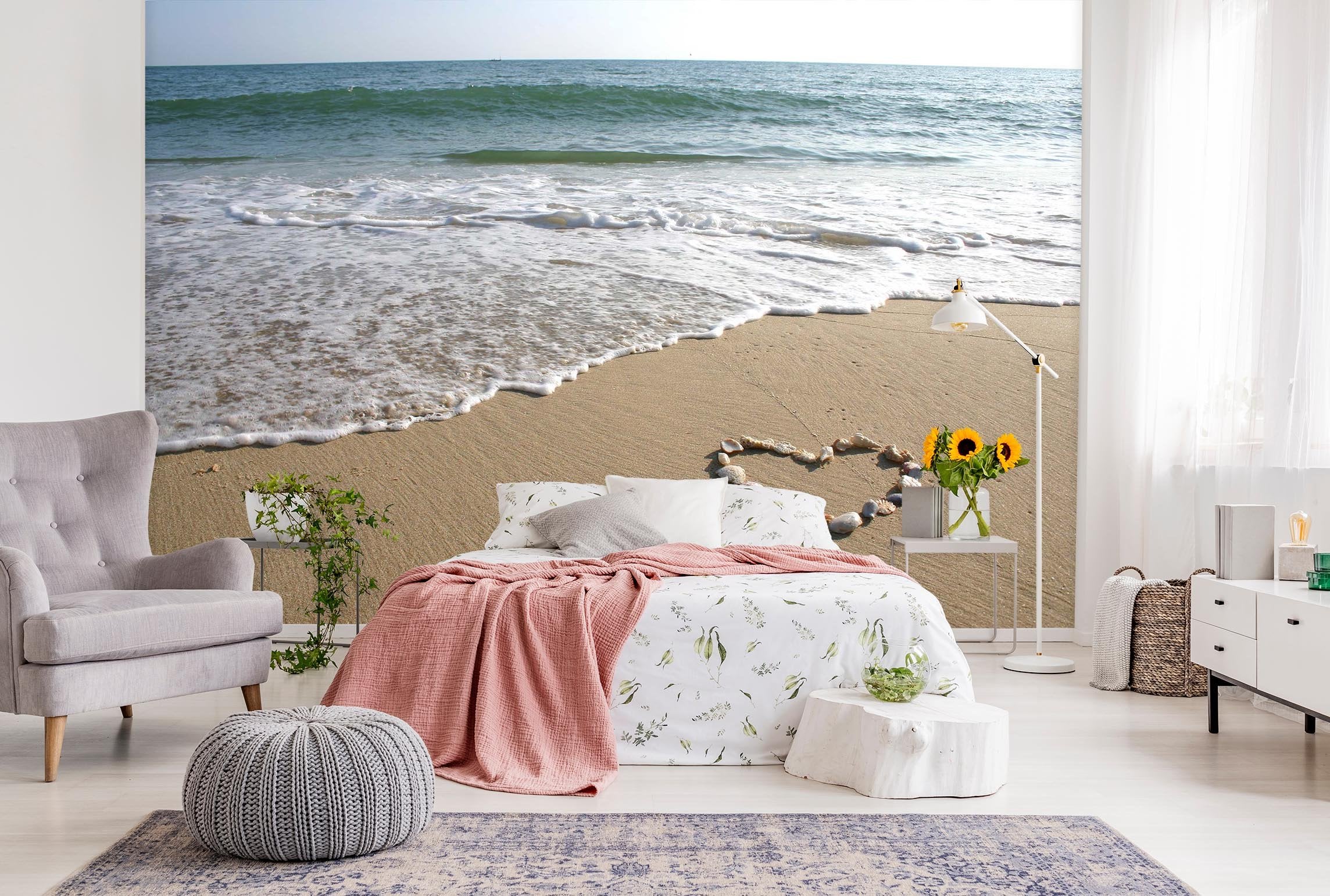 3D Beach Heart Type 059 Wall Murals Wallpaper AJ Wallpaper 2