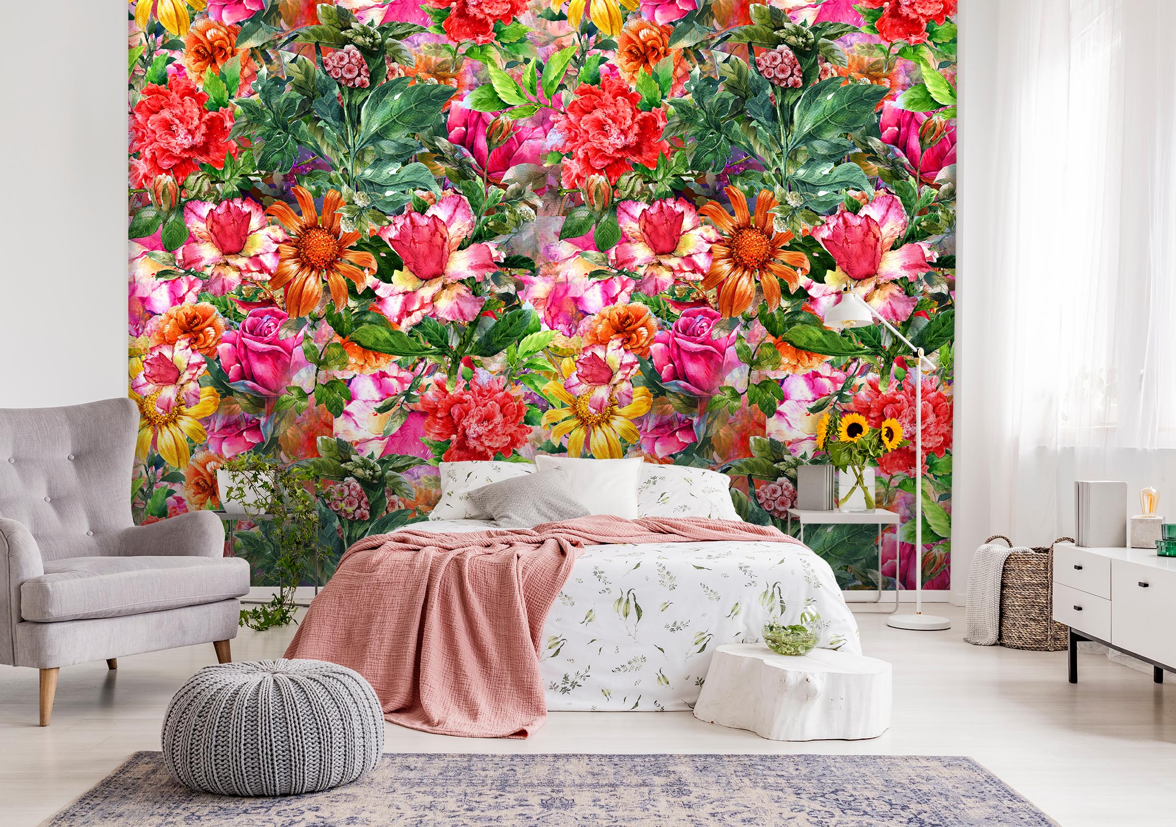 3D Red Sunflower 46 Wall Murals