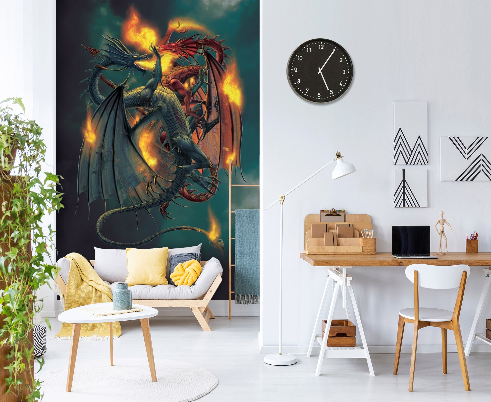 3D Fire Dragon 1422 Wall Murals Exclusive Designer Vincent Wallpaper AJ Wallpaper