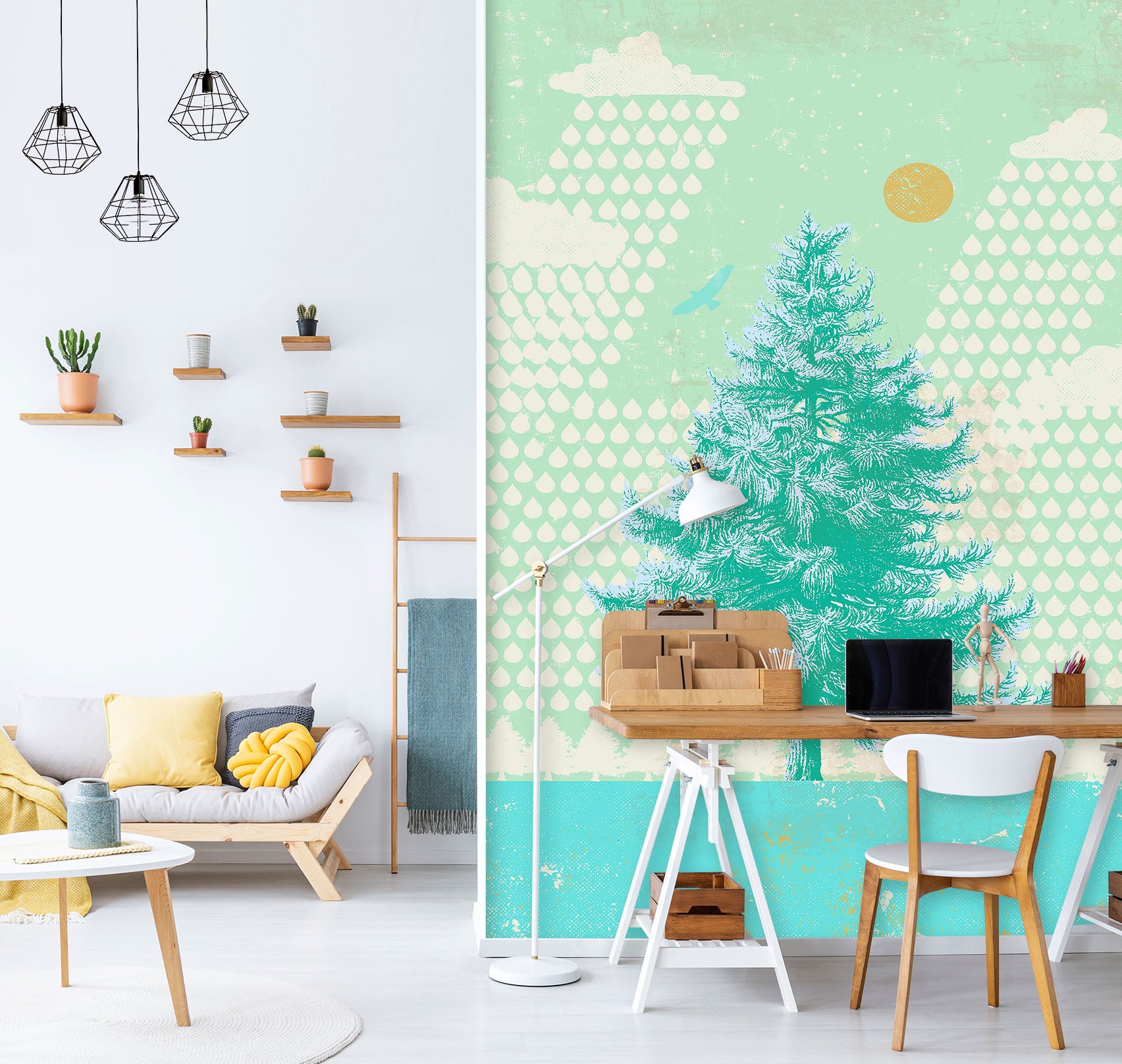 3D Blue Fir Tree 1416 Showdeer Wall Mural Wall Murals