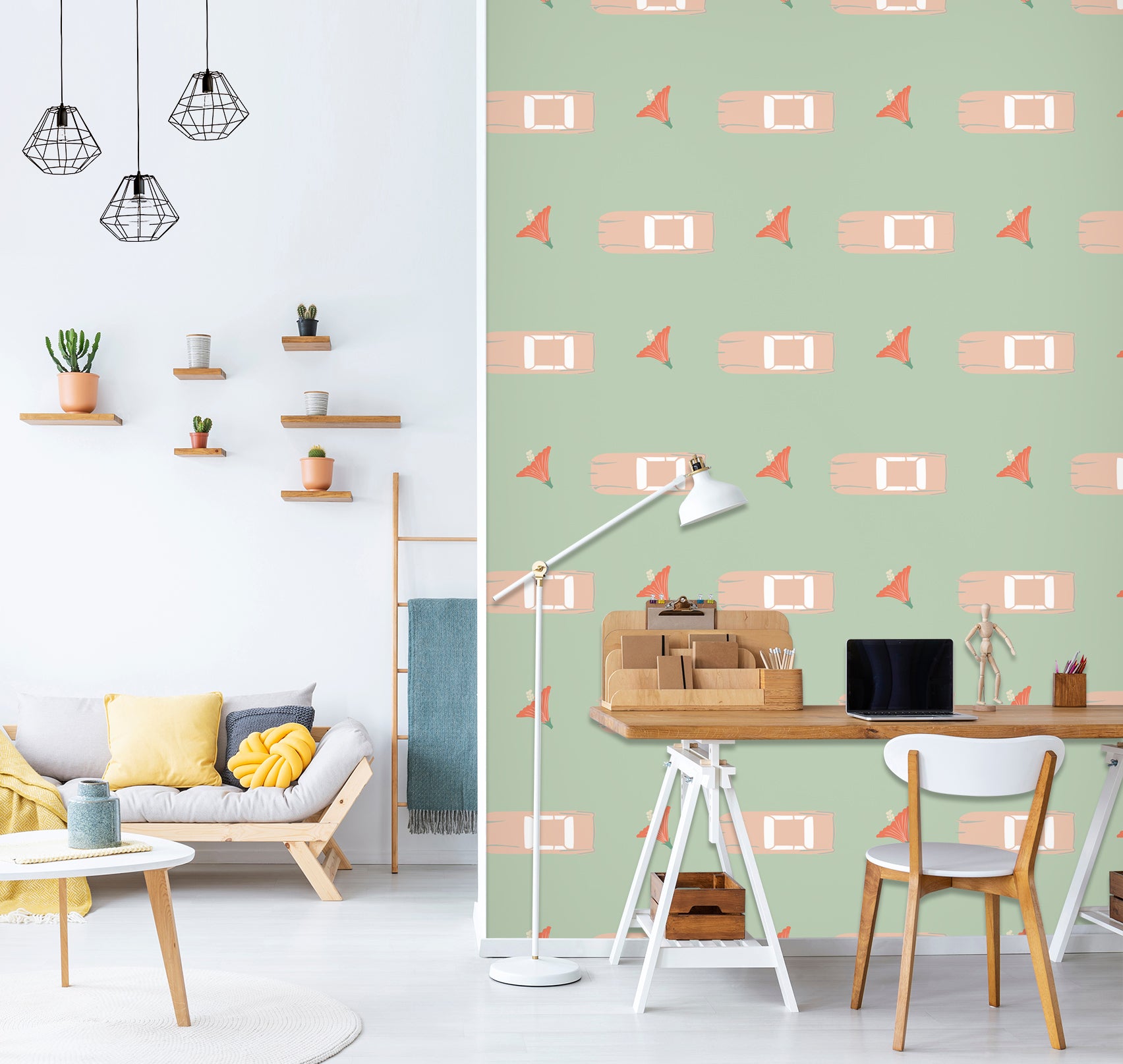 3D Car Flower Pattern 98130 Kasumi Loffler Wall Mural Wall Murals