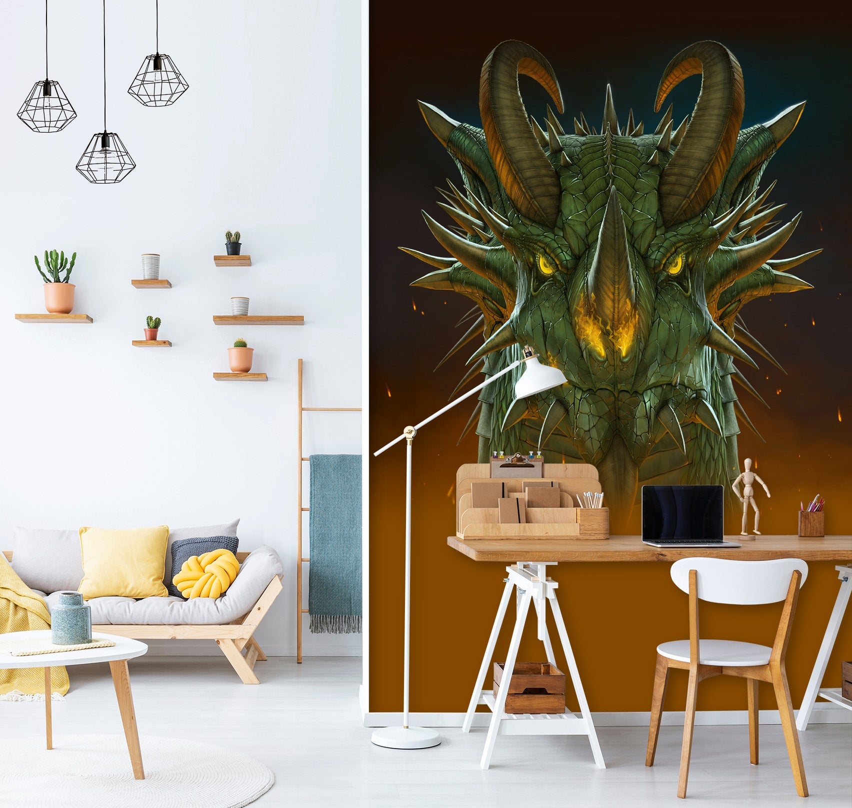 3D Dragon Portrait 1510 Wall Murals Exclusive Designer Vincent Wallpaper AJ Wallpaper