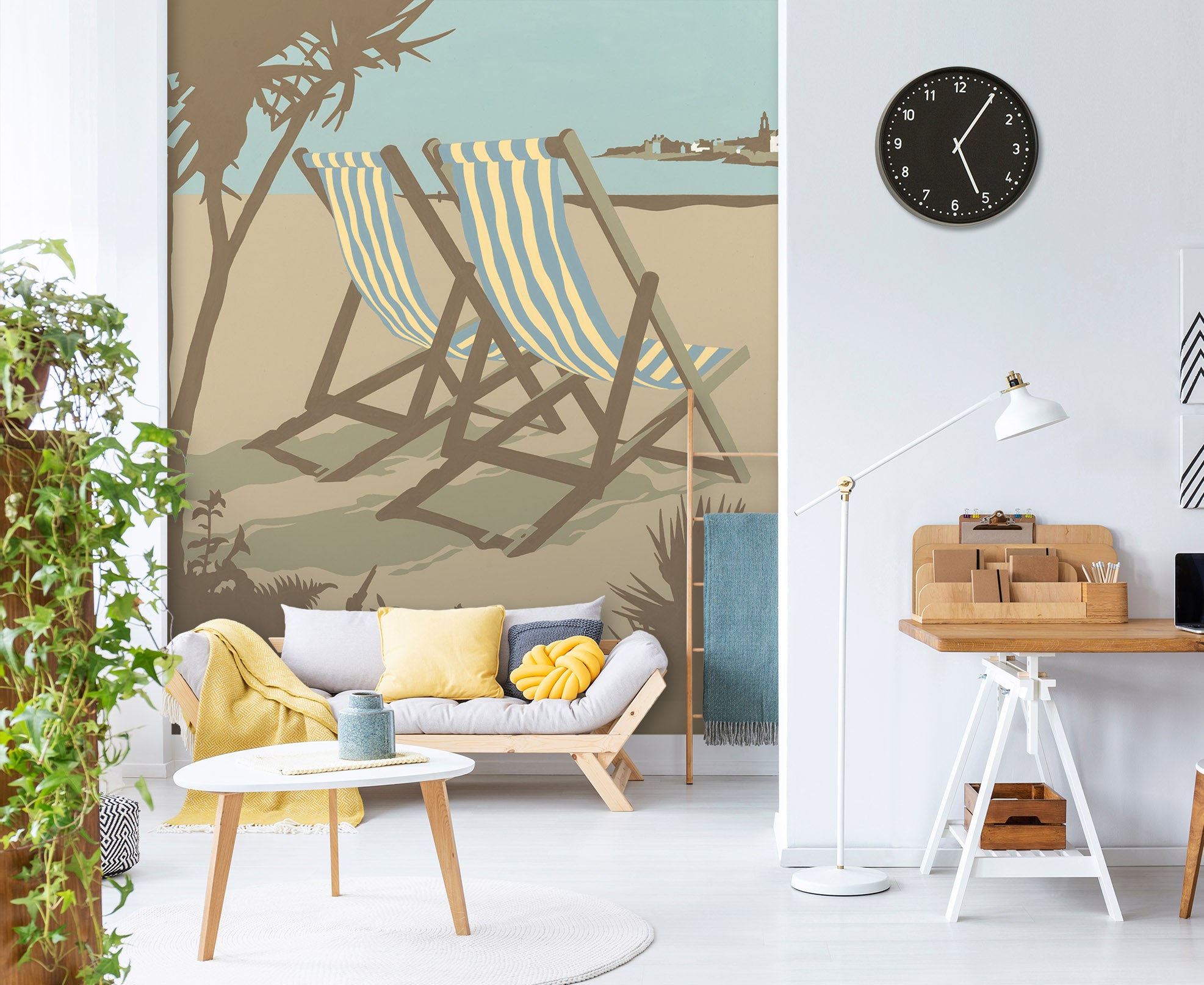 3D Swanage Deckchairs 1069 Steve Read Wall Mural Wall Murals