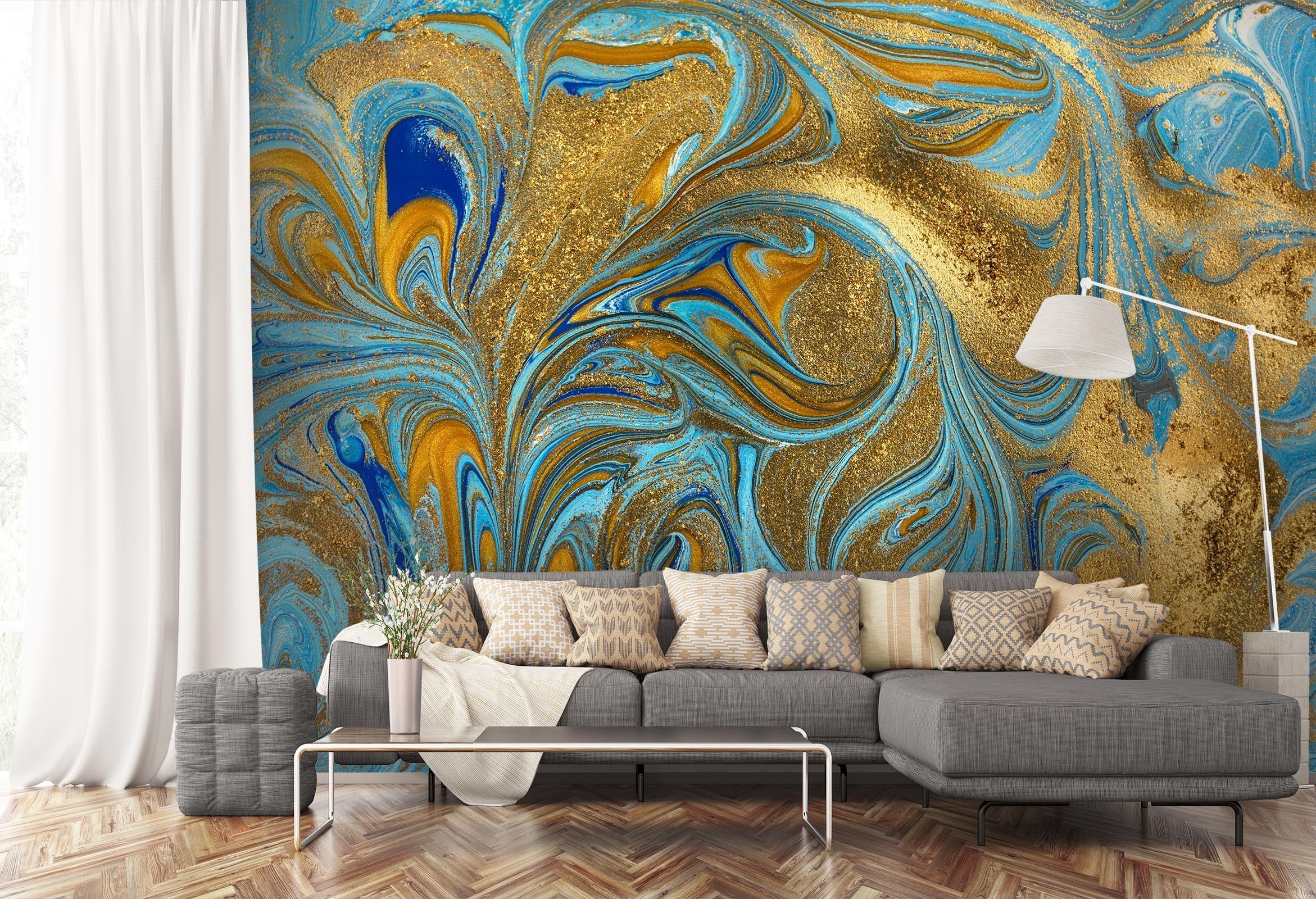3D Golden Abstract Graphics 01 Wall Murals Wallpaper AJ Wallpaper 2