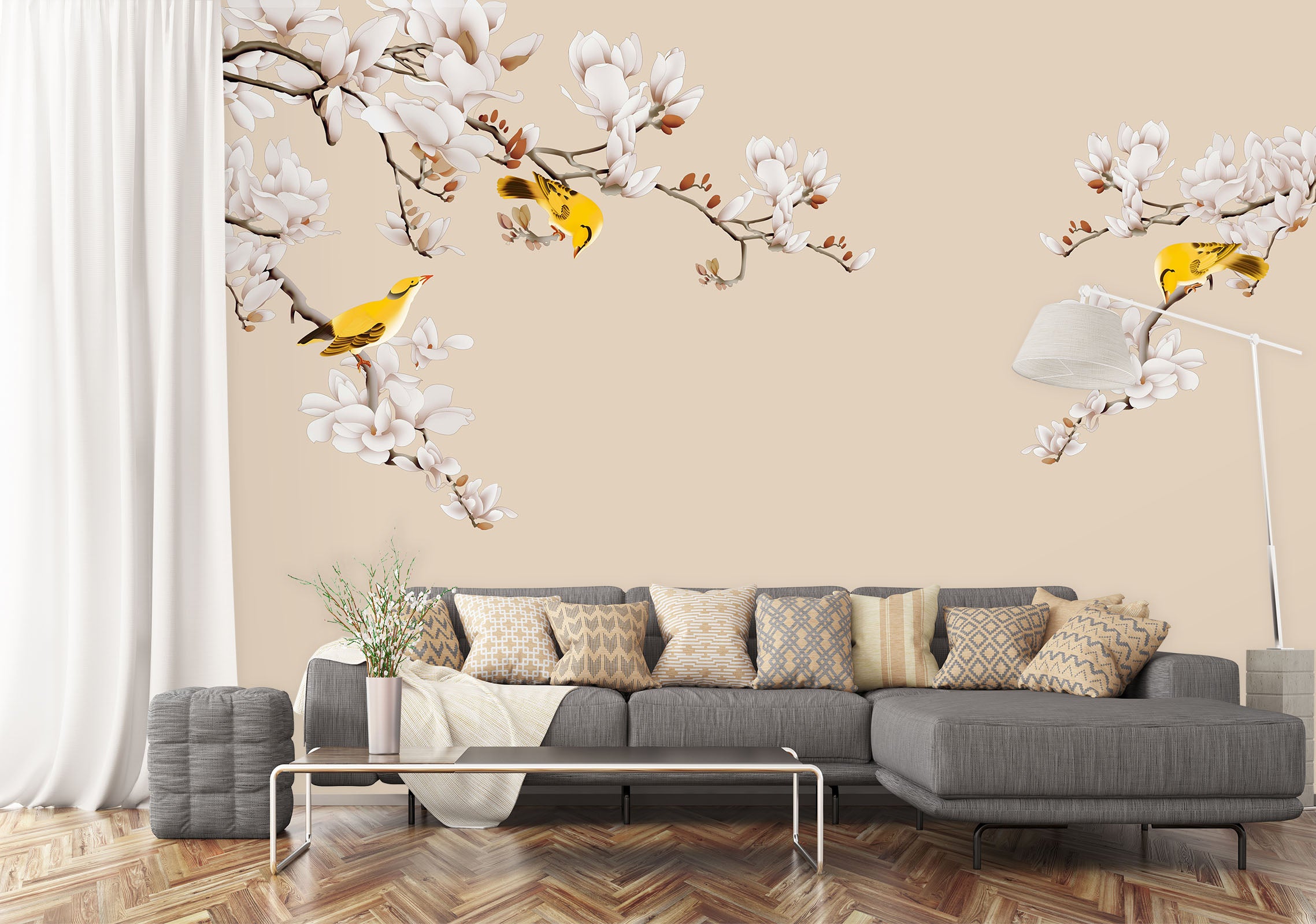 3D Flower Bird 1606 Wall Murals