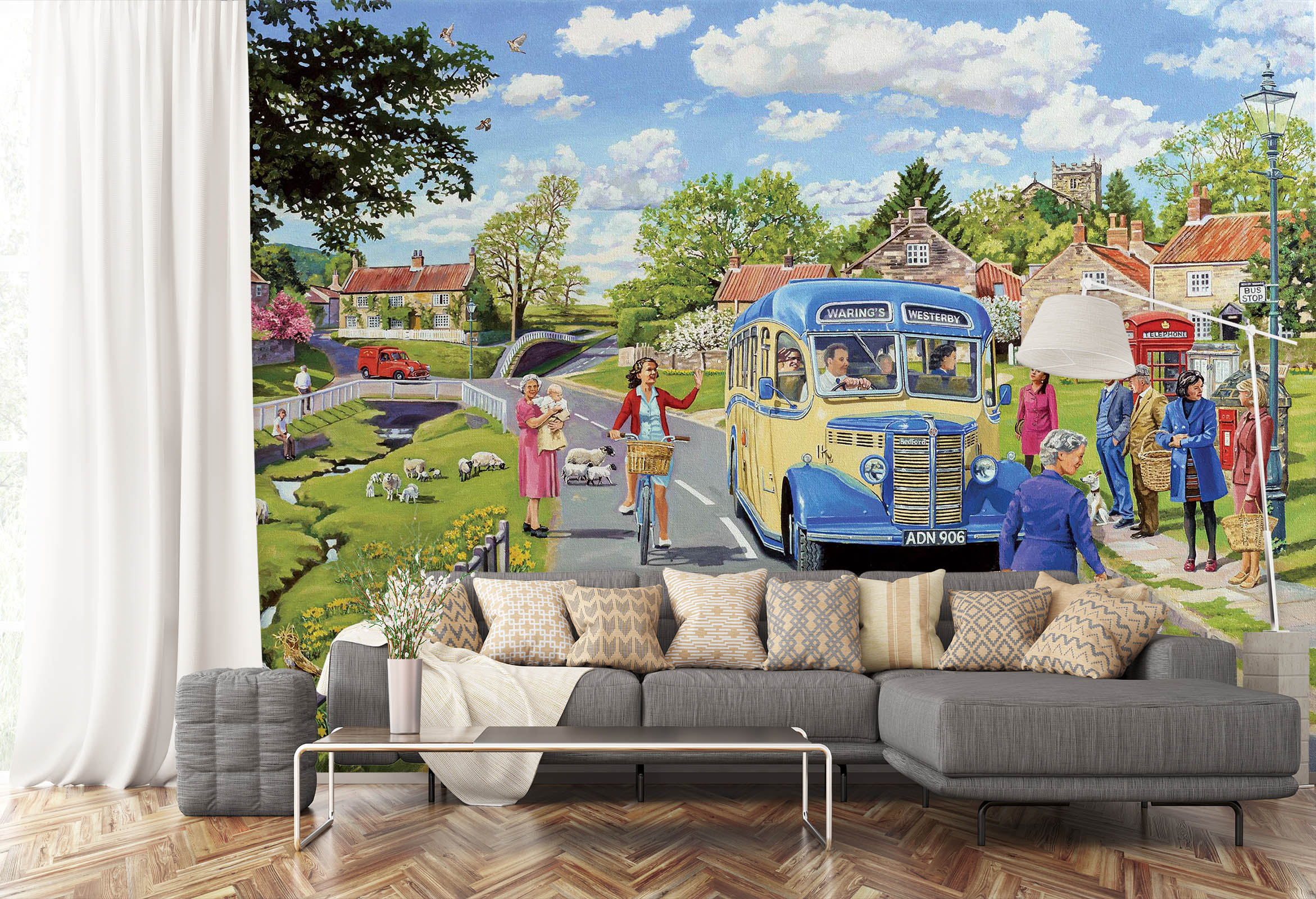 3D The Village Bus Stop 1071 Trevor Mitchell Wall Mural Wall Murals