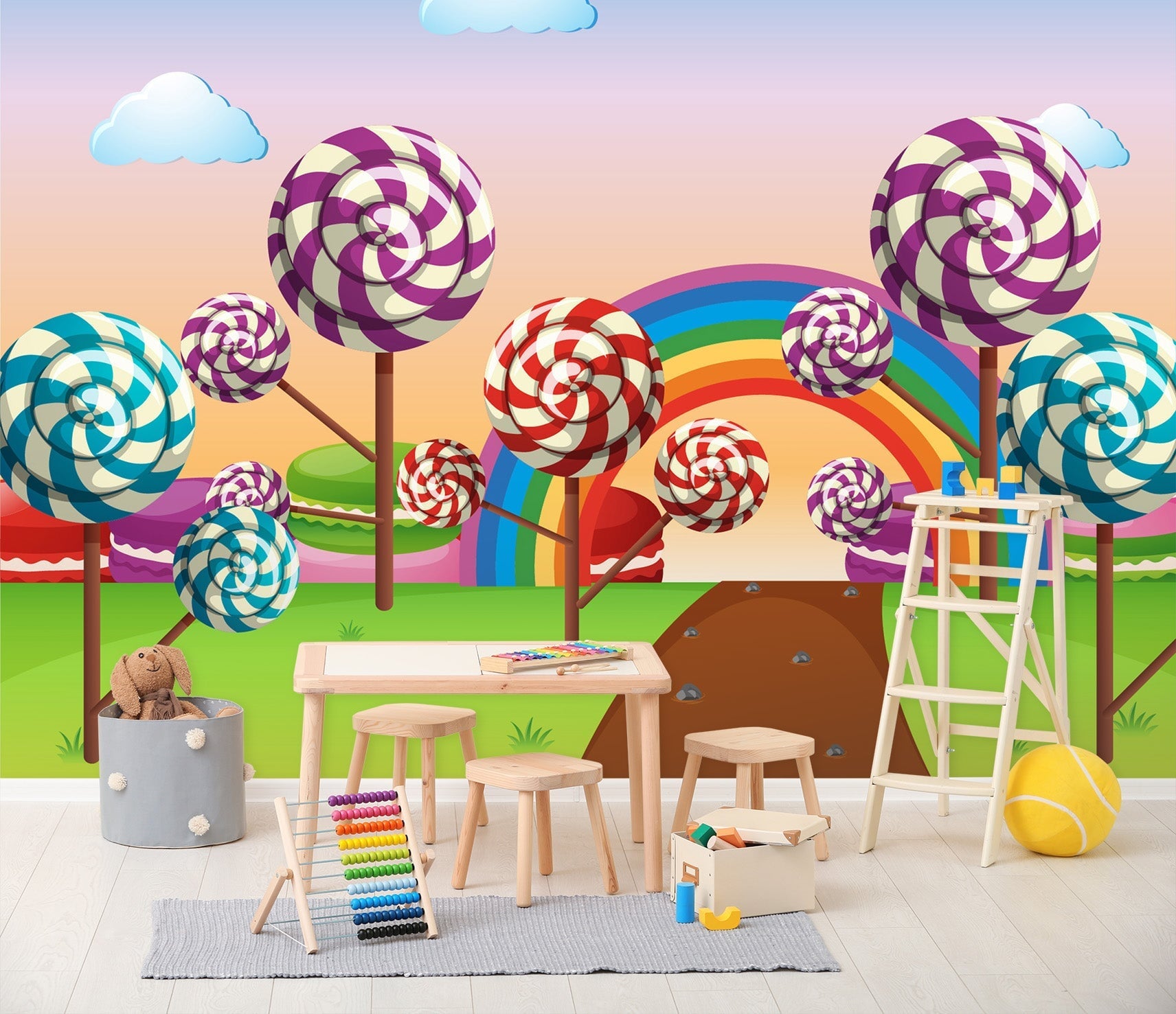 3D Rainbow Lollipop 010 Wall Murals Wallpaper AJ Wallpaper 2