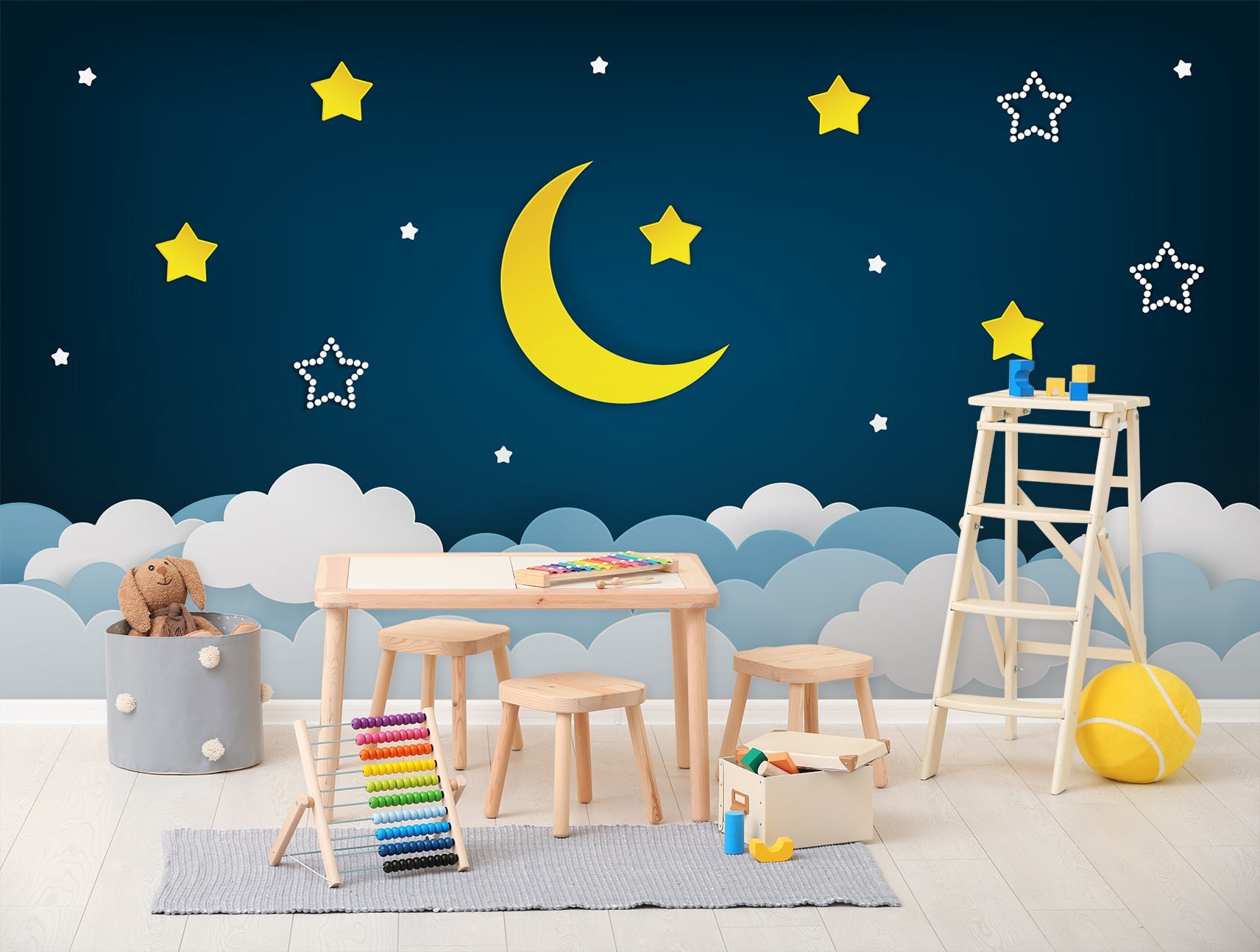 3D Moon Star Cloud 042 Wall Murals Wallpaper AJ Wallpaper 2
