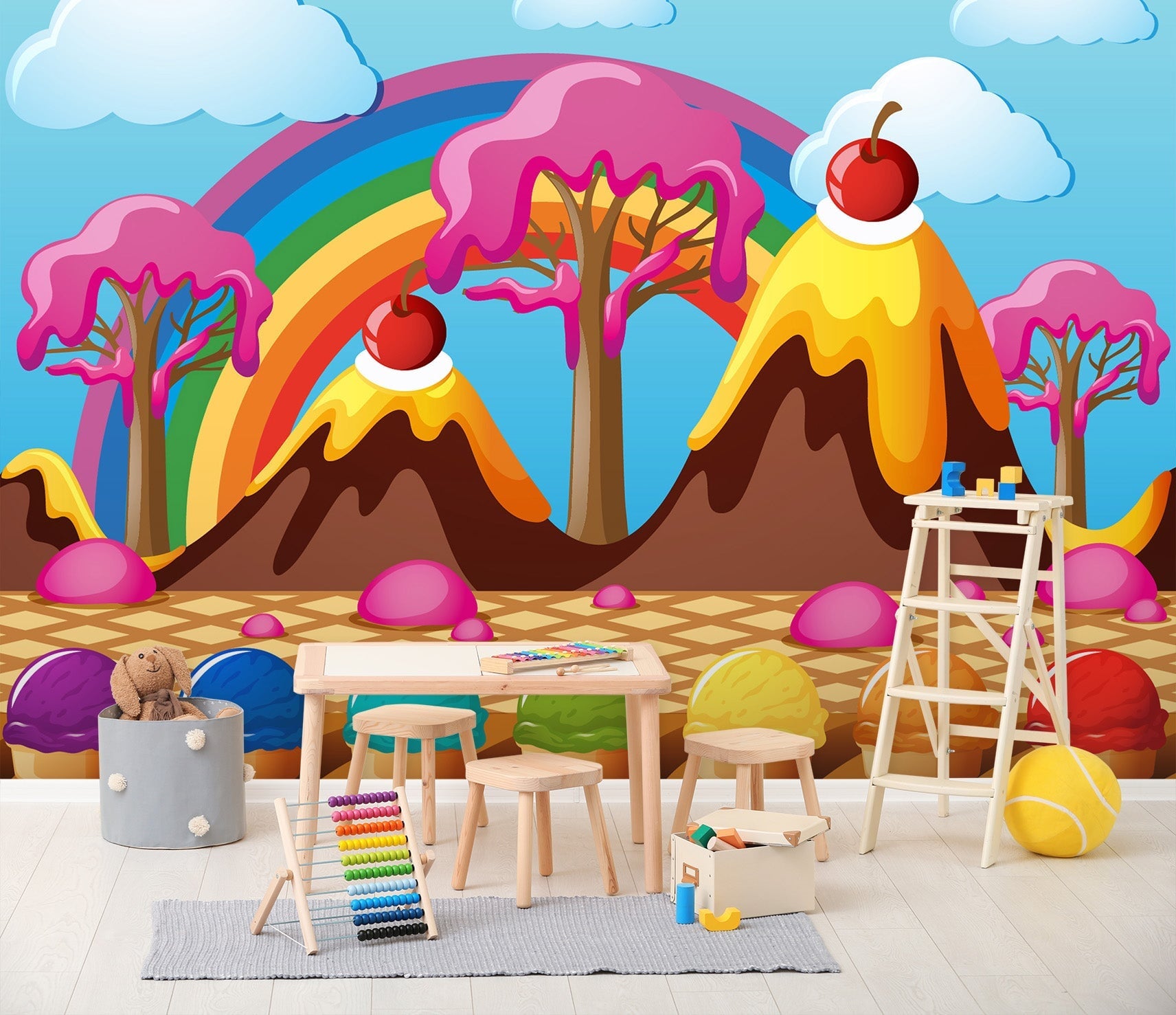 3D Rainbow Ice Cream 011 Wall Murals Wallpaper AJ Wallpaper 2