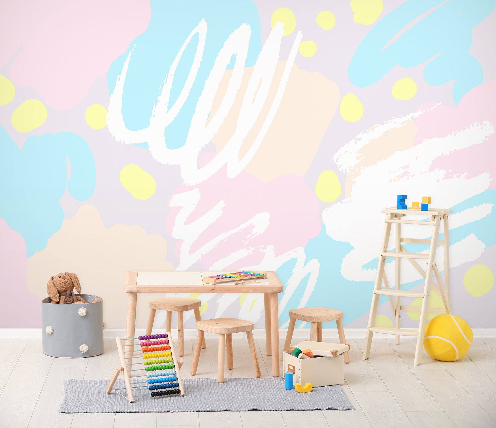 3D Light Pink Light Blue 57216 Wall Murals