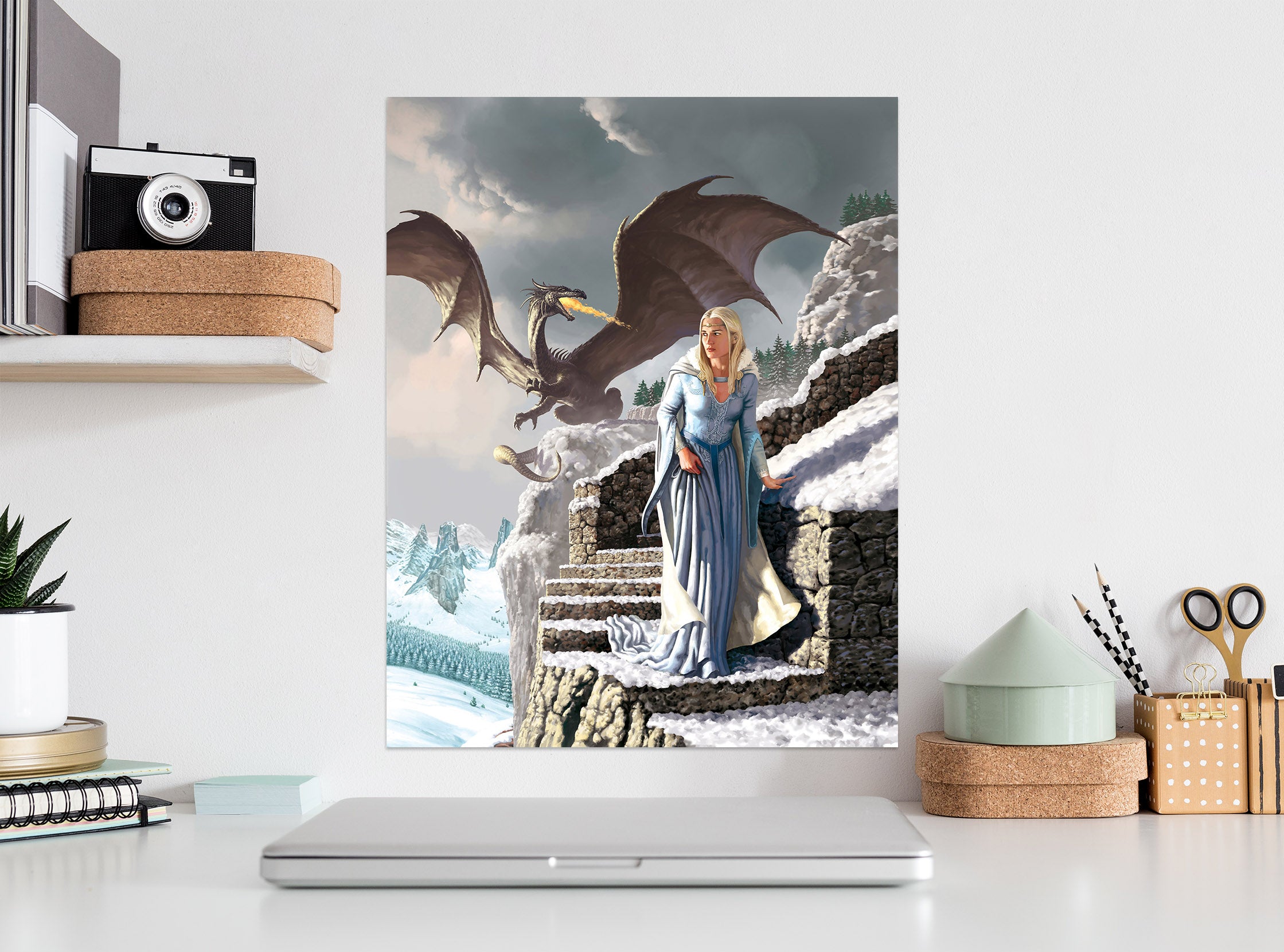 3D Fly Dragon Stair Woman 8109 Ciruelo Wall Sticker