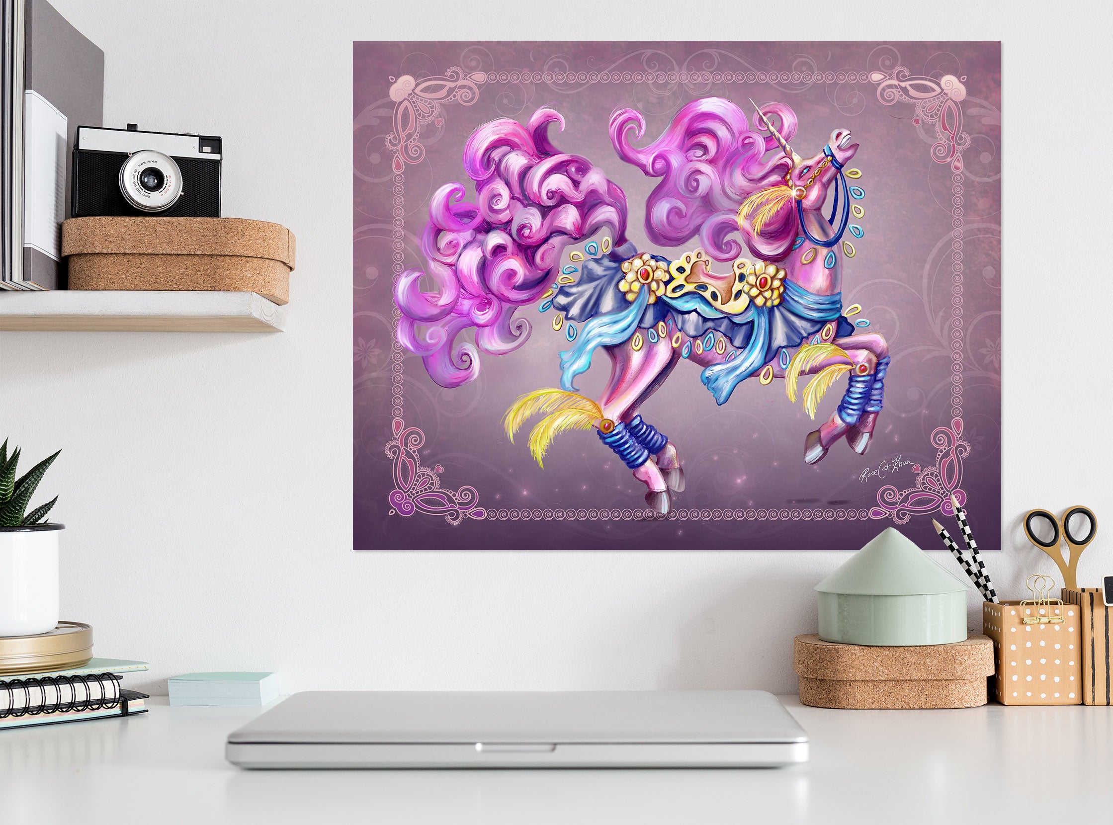 3D Purple Unicorn 202 Rose Catherine Khan Wall Sticker