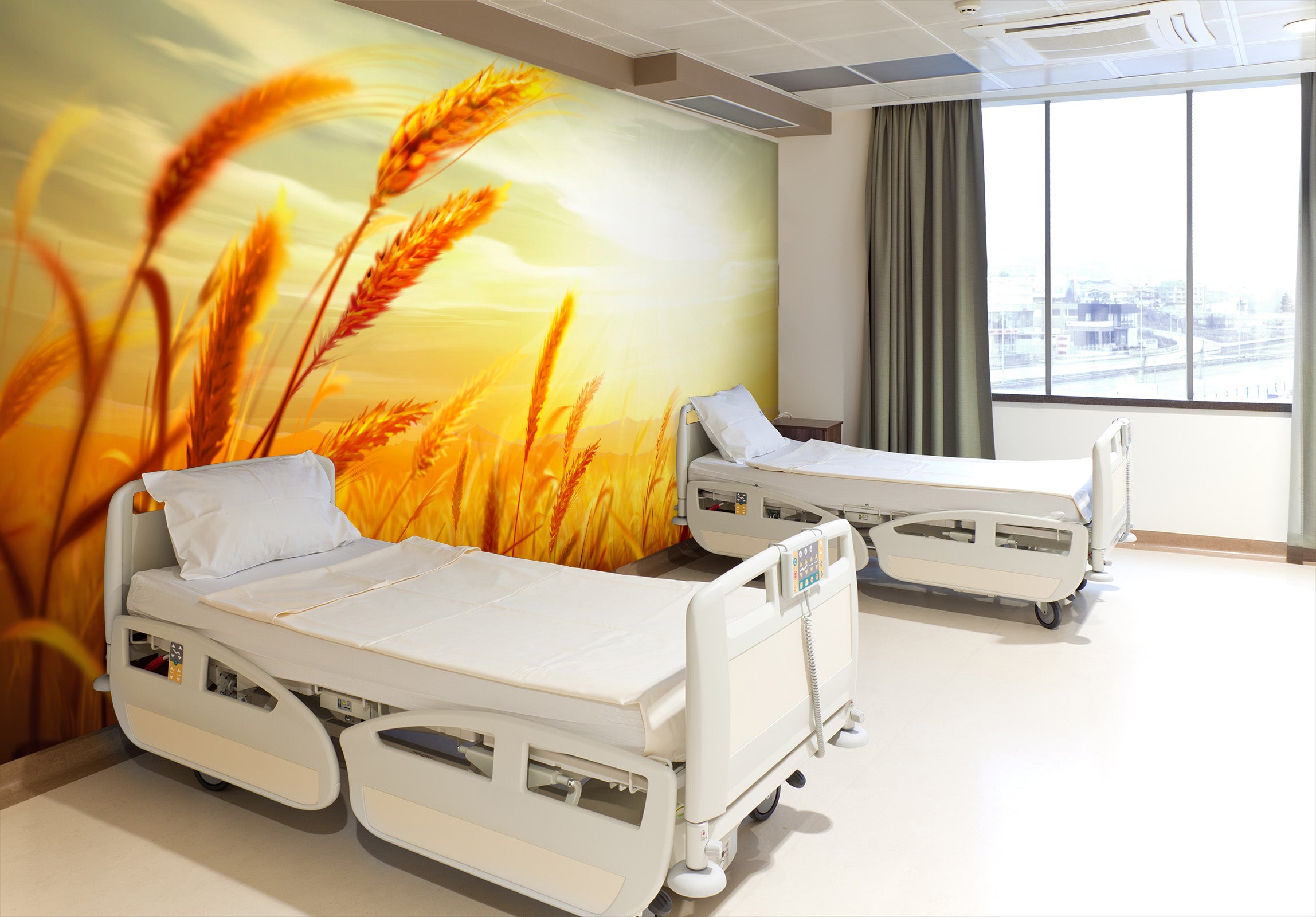3D Sunset Wheat 303 Wall Murals