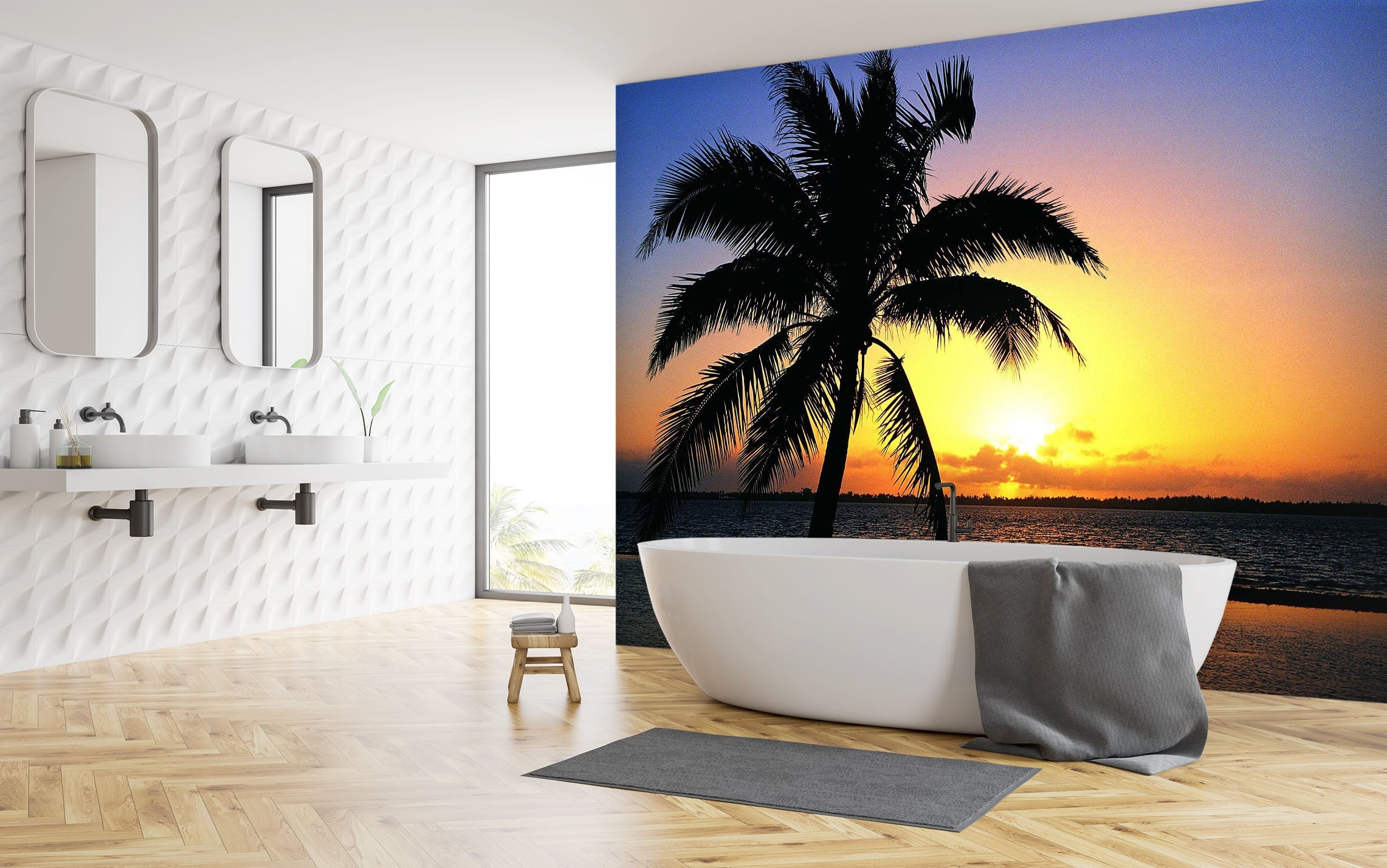 3D Coconut Tree 020 Wall Murals Wallpaper AJ Wallpaper 2