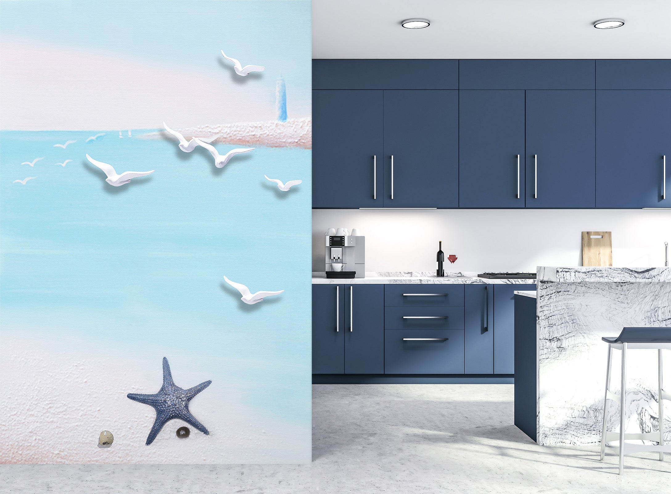 3D Starfish Beach 1829 Wall Murals