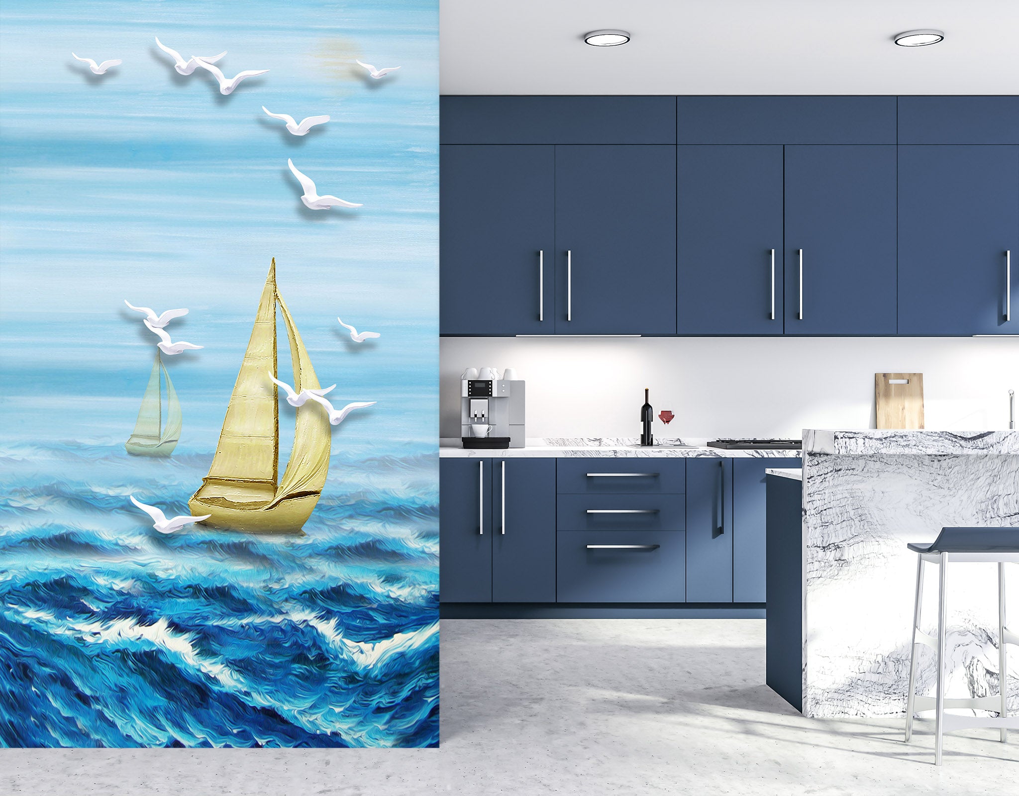 3D Sea Waves 1849 Wall Murals