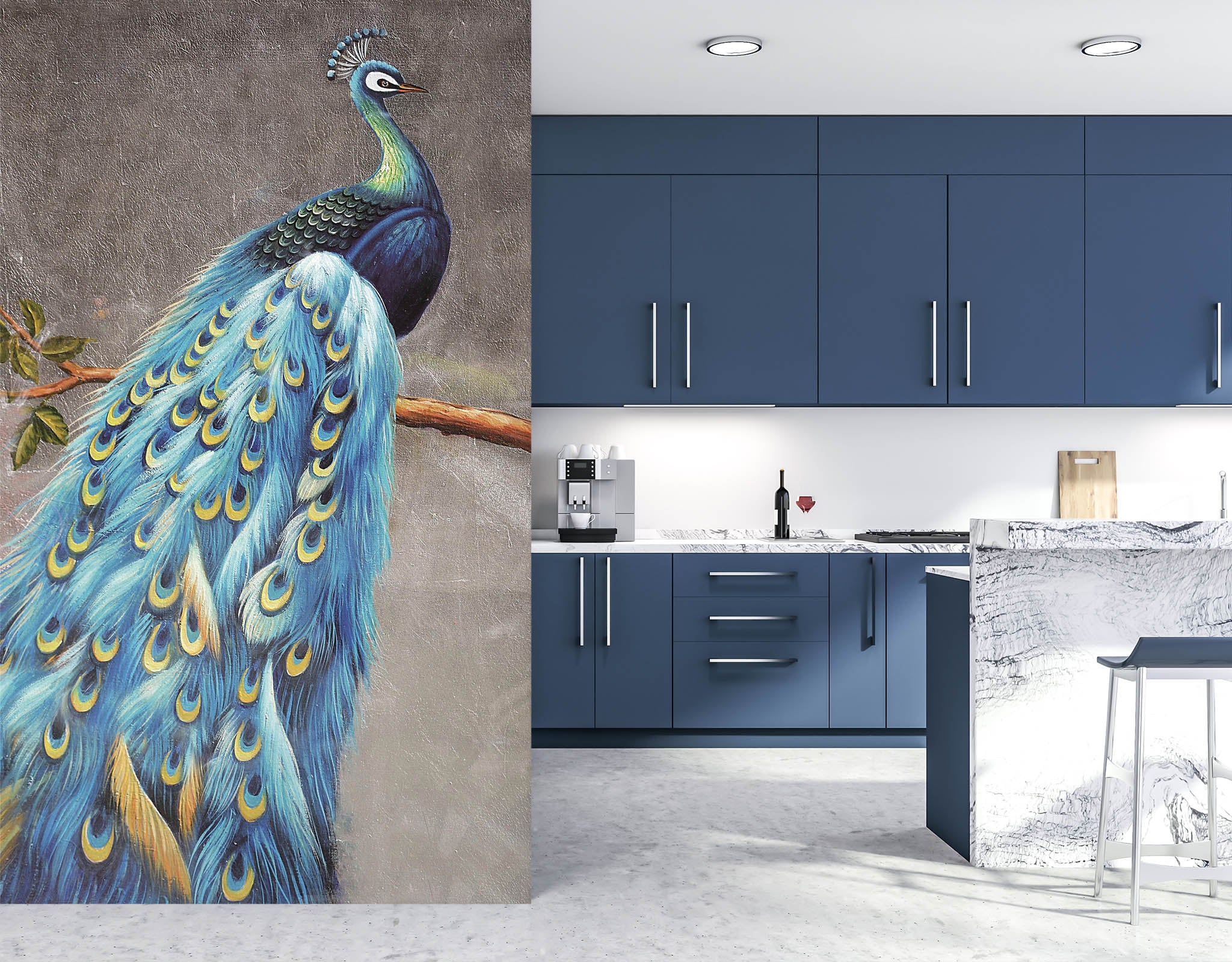 3D Flower Peacock 1837 Wall Murals