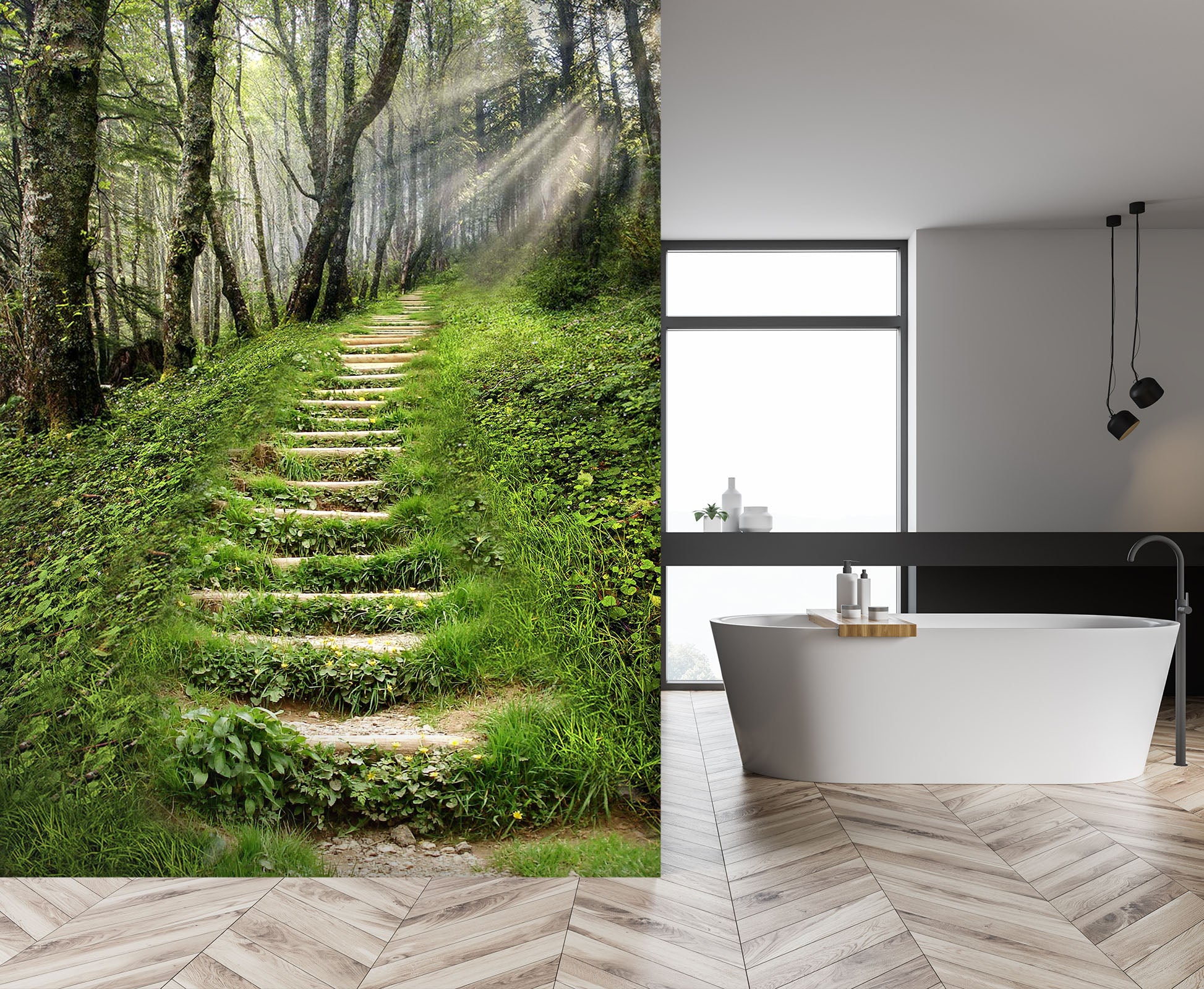 3D Stairway Woods 082 Wall Murals
