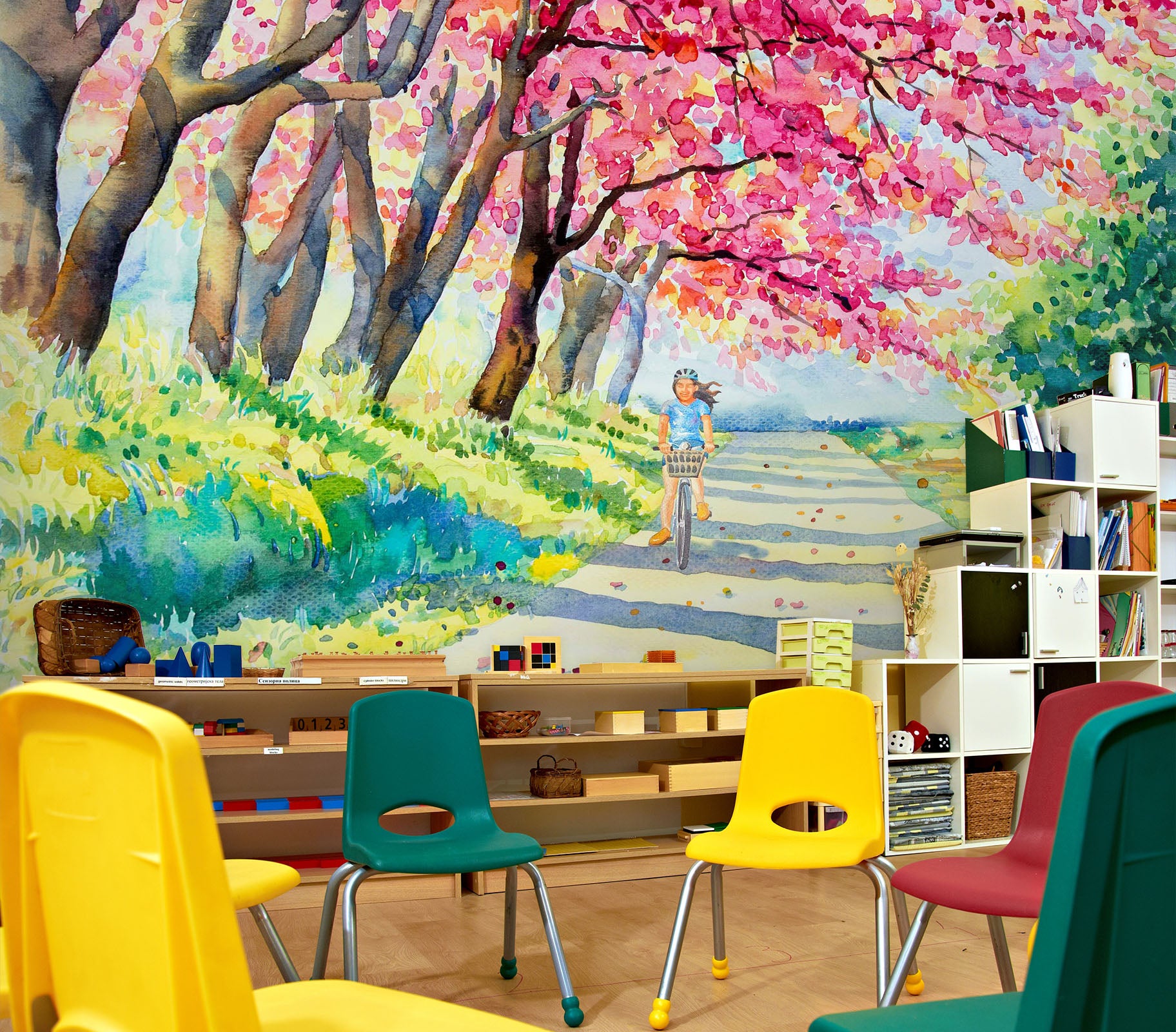 3D Petal Girl Bicycle 191 Wall Murals