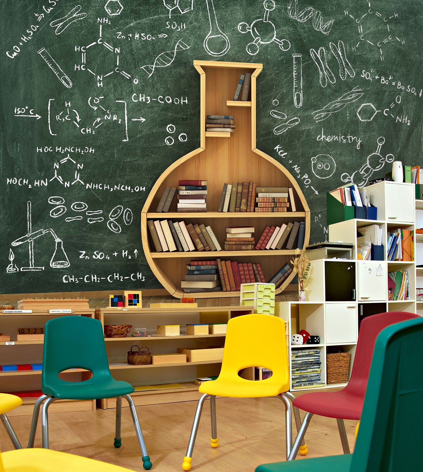 3D Reagent Bottle Bookshelf 158 Wall Murals