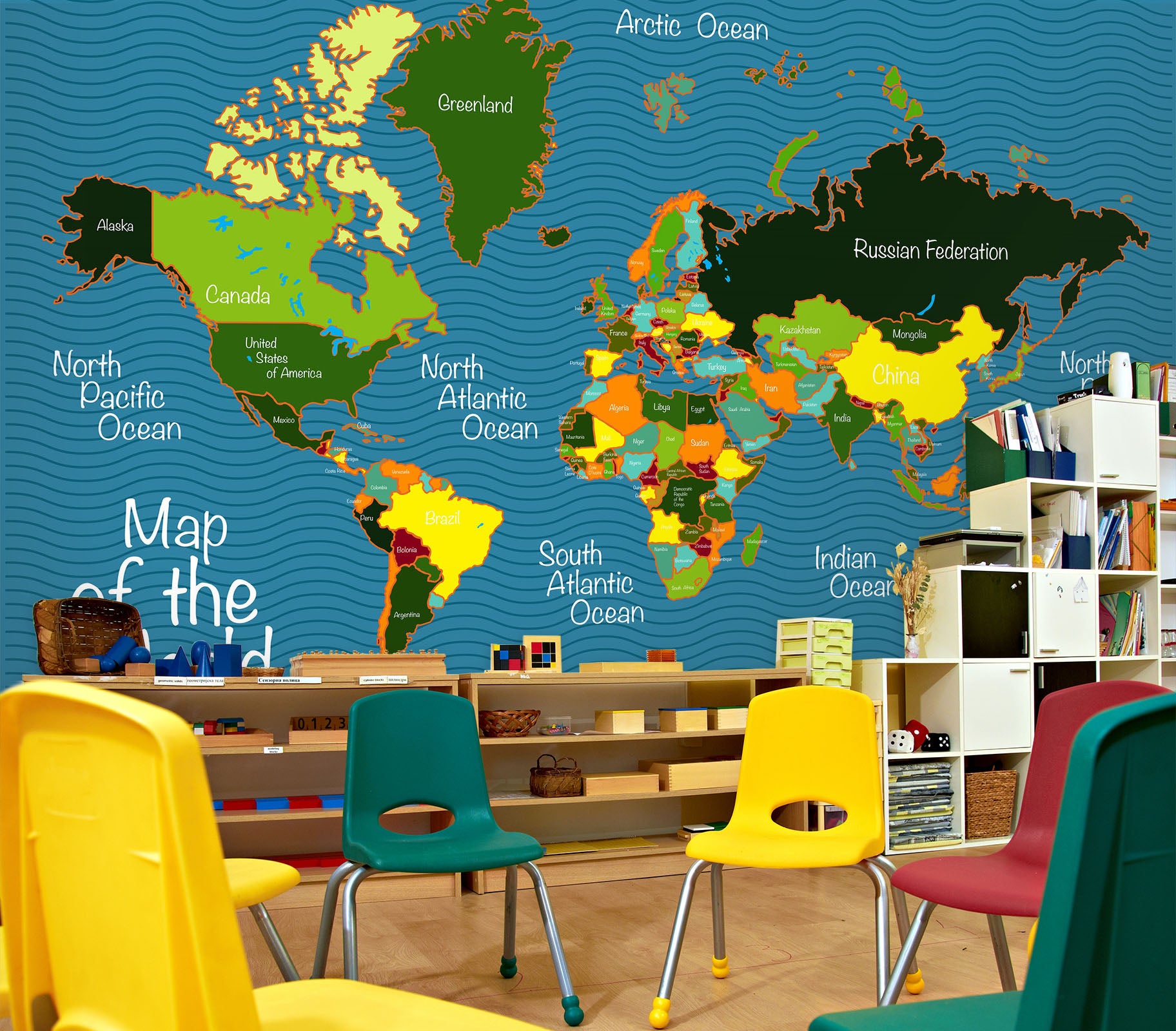 3D Color Painting 2144 World Map Wall Murals