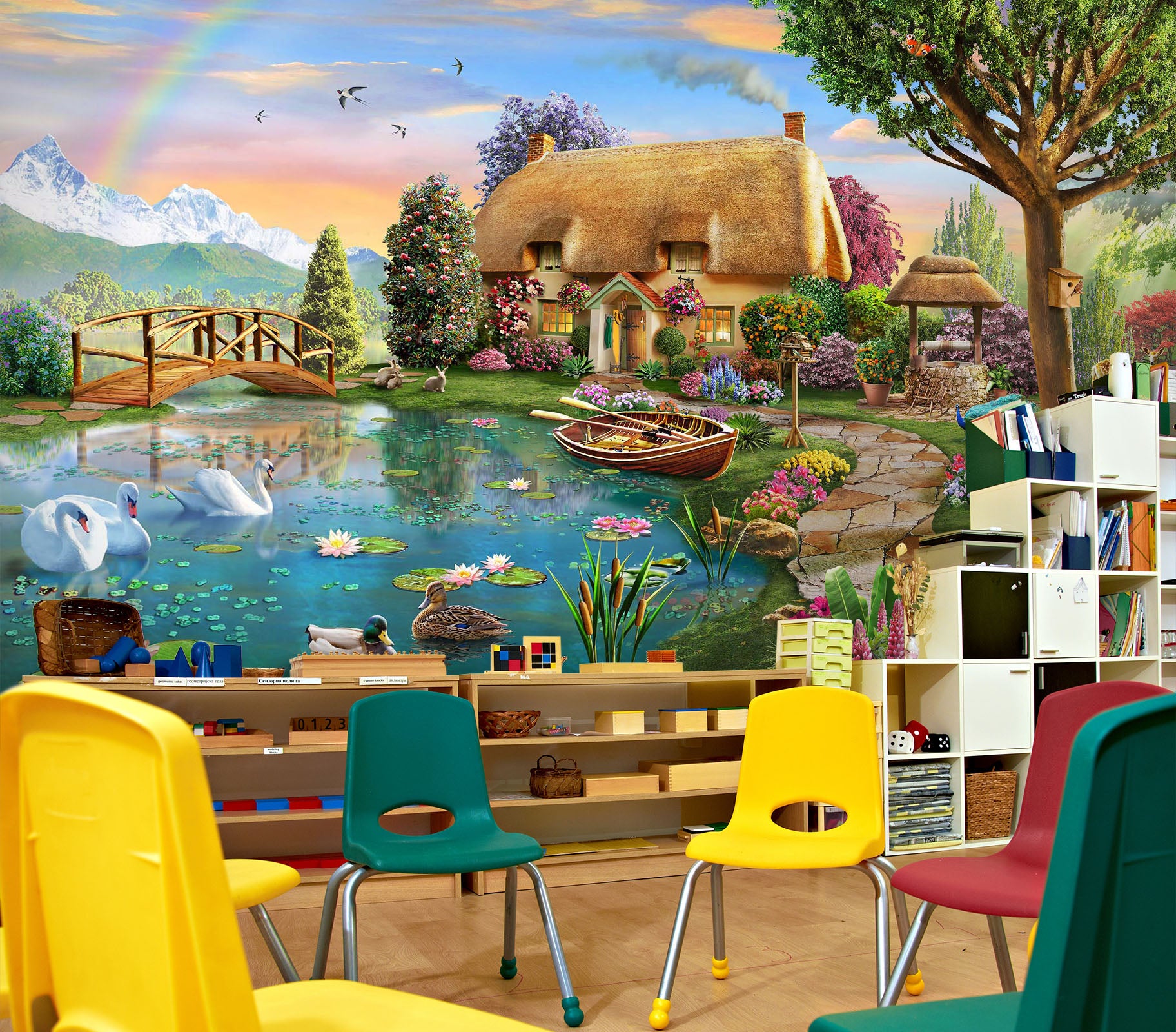 3D Rainbow Village 1426 Adrian Chesterman Wall Mural Wall Murals