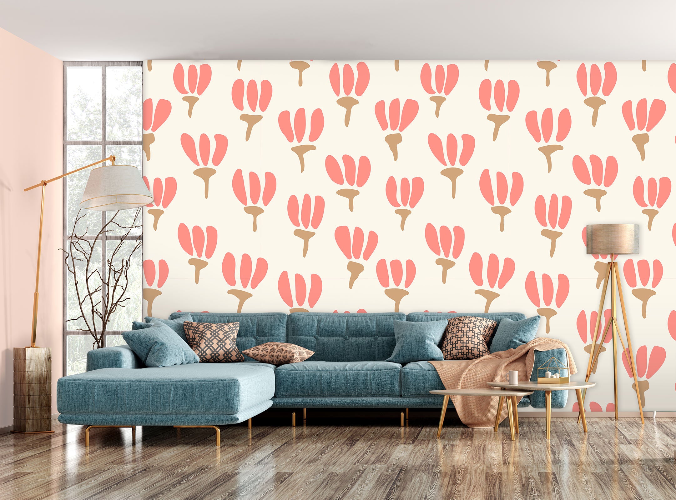 3D Red Petal Flower Pattern 120116 Kashmira Jayaprakash Wall Mural Wall Murals