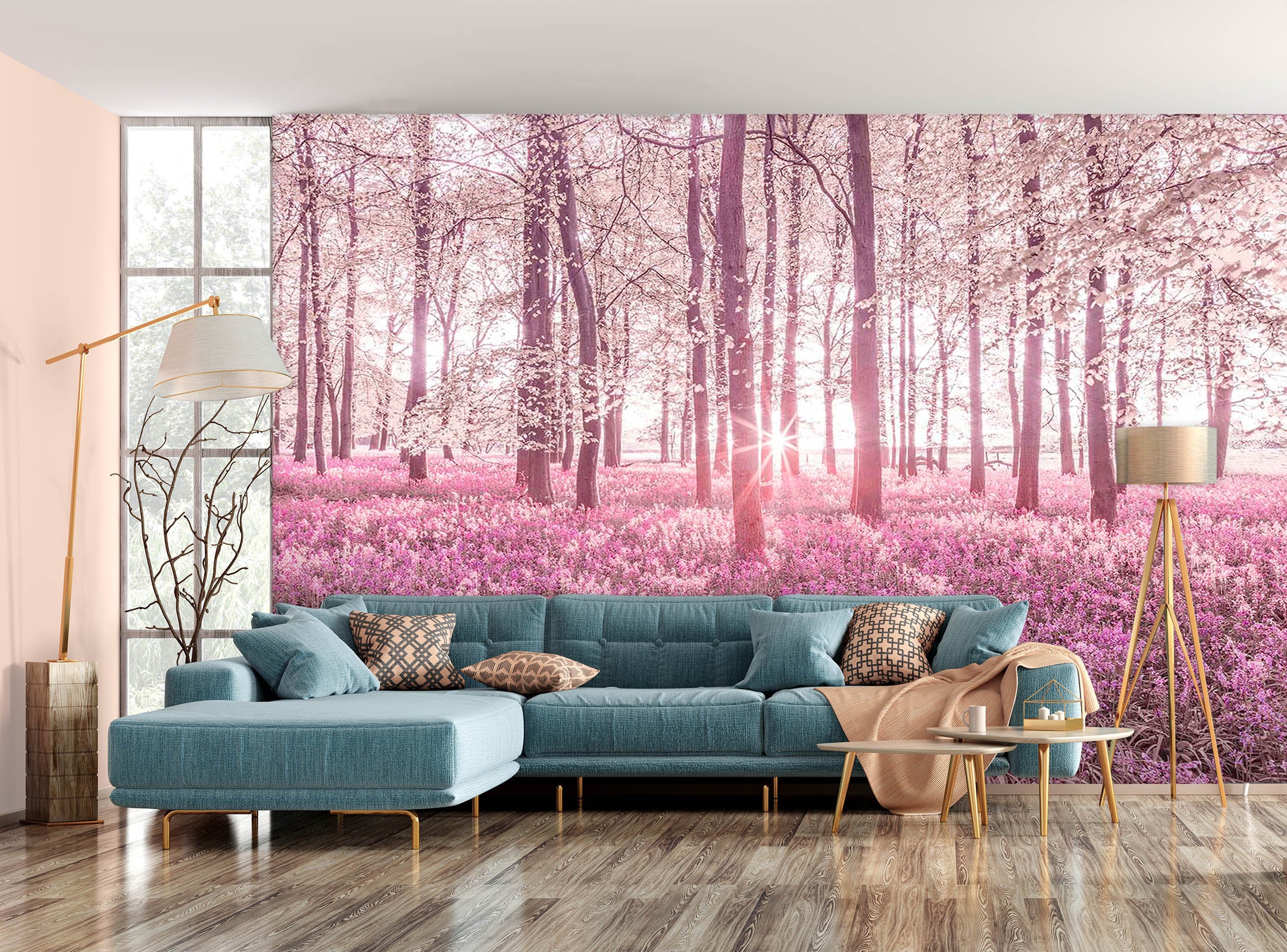 3D Pink Flower Sea 1416 Assaf Frank Wall Mural Wall Murals