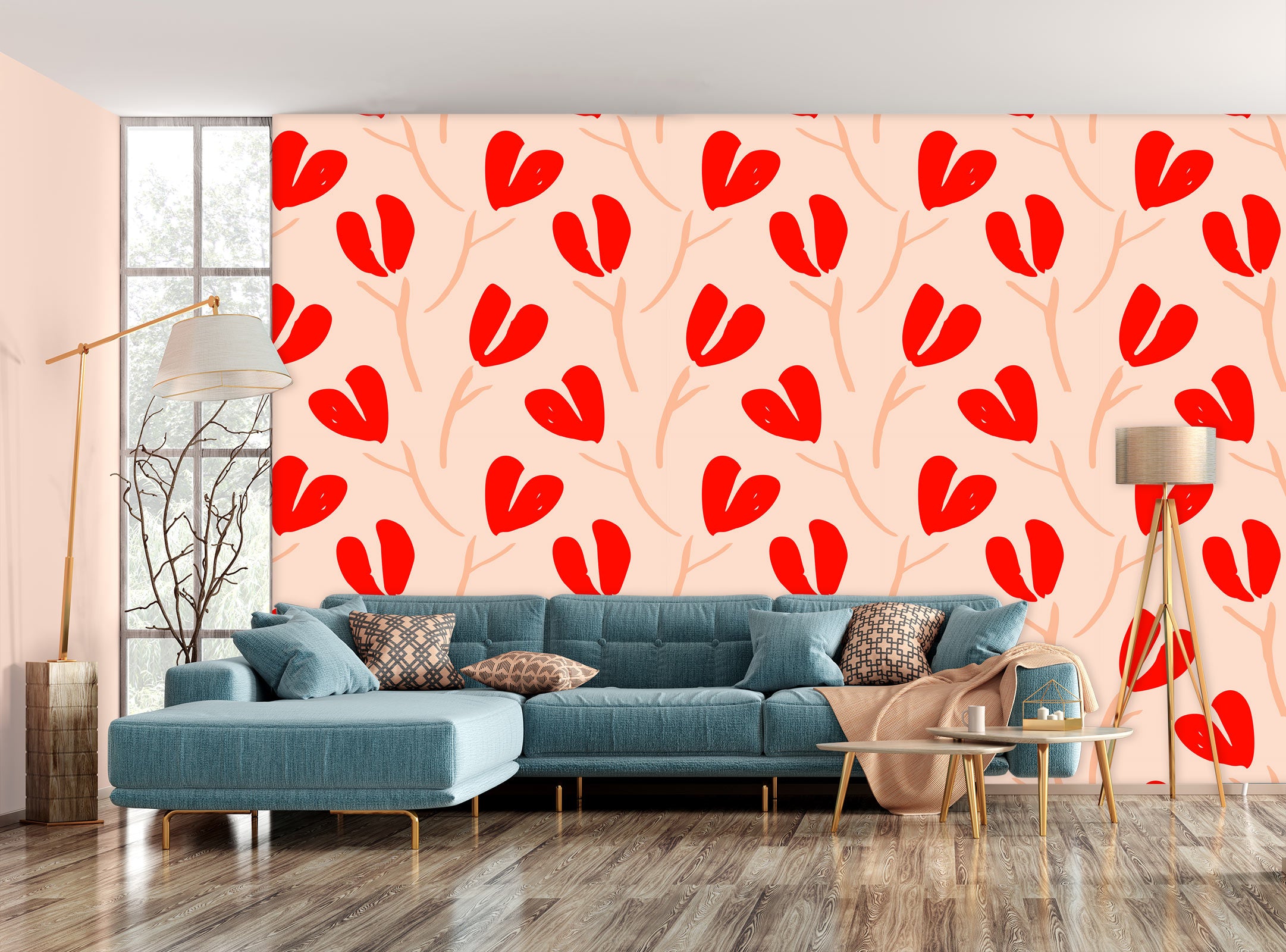 3D Red Heart Petals 12048 Kashmira Jayaprakash Wall Mural Wall Murals