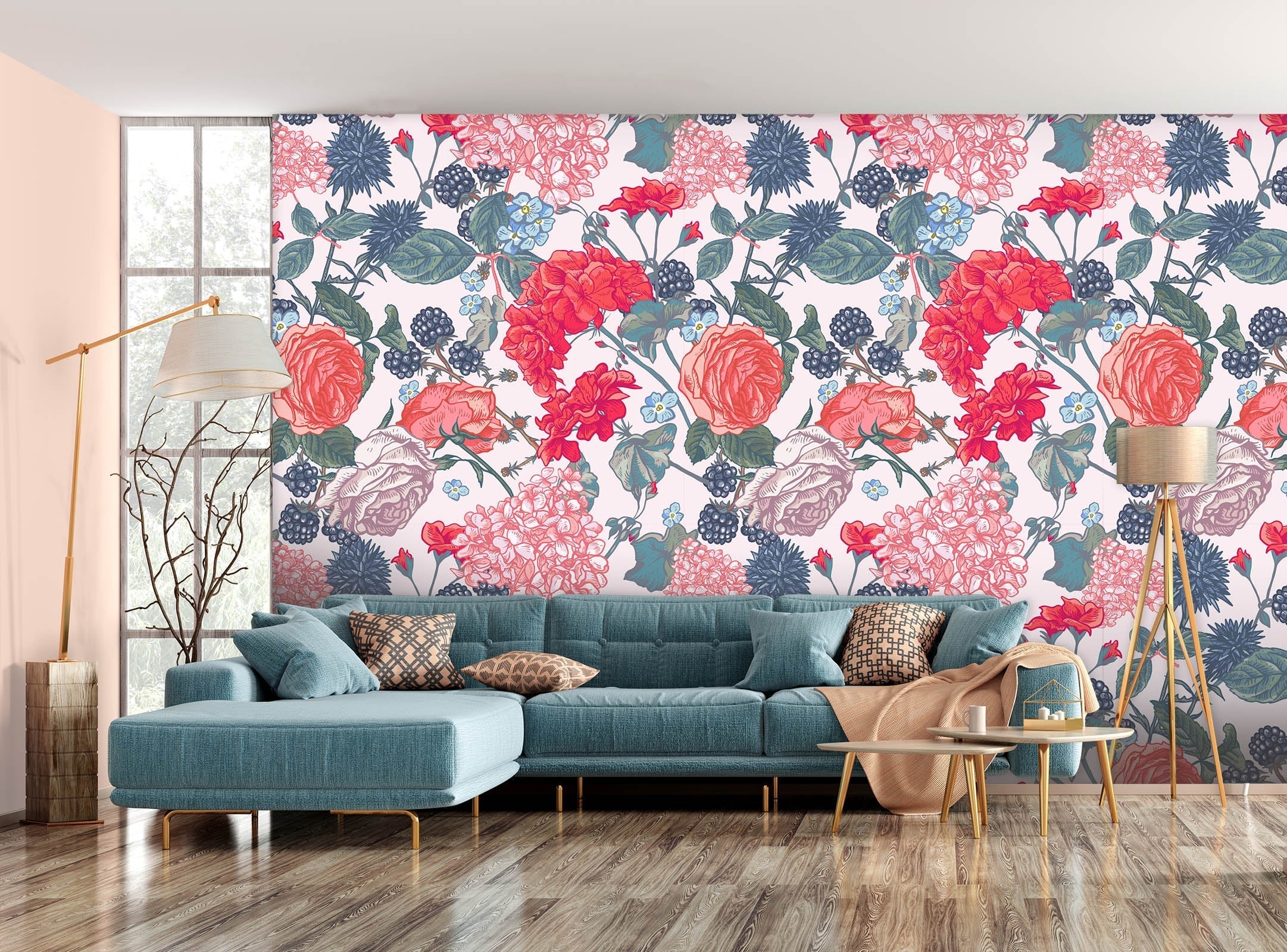 3D Red Peony Grape 10 Wall Murals Wallpaper AJ Wallpaper 2