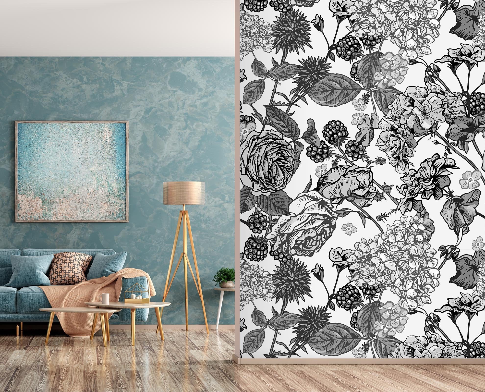 3D Black Peony Flower 11 Wall Murals Wallpaper AJ Wallpaper 2