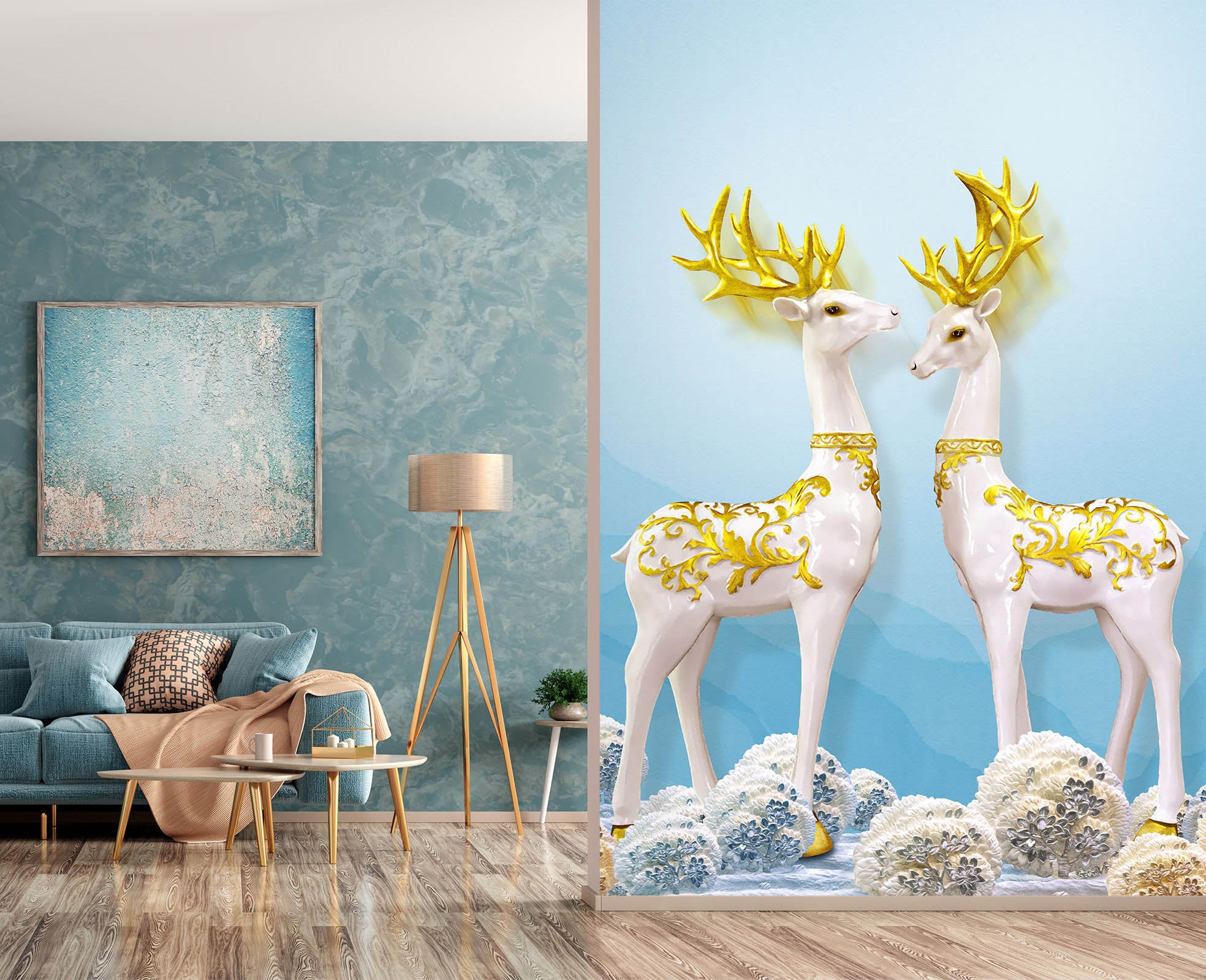 3D Golden Fawn 1807 Wall Murals